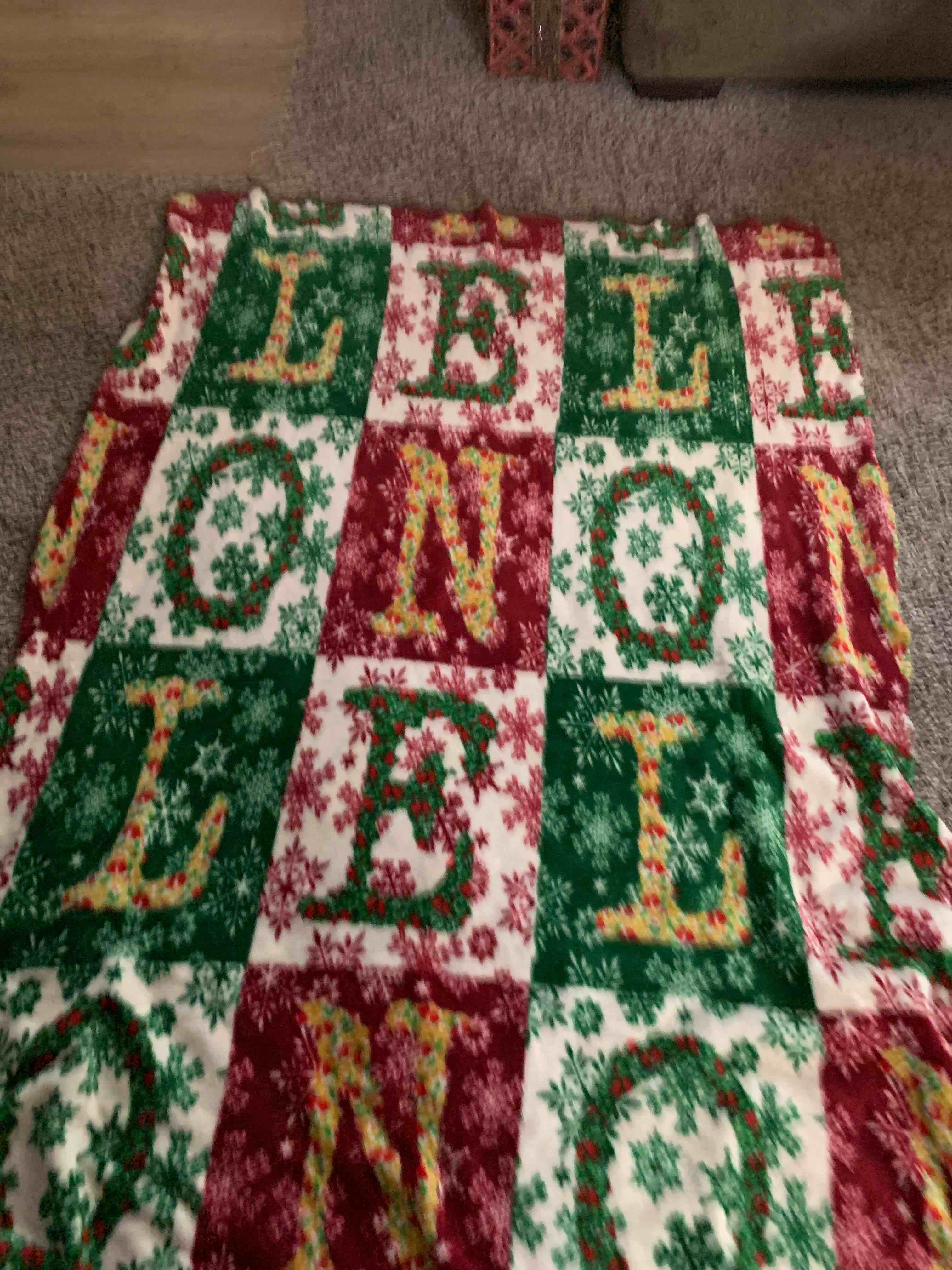 Condition photo showing Good Condition for Christmas Blanket, 48” X 60”