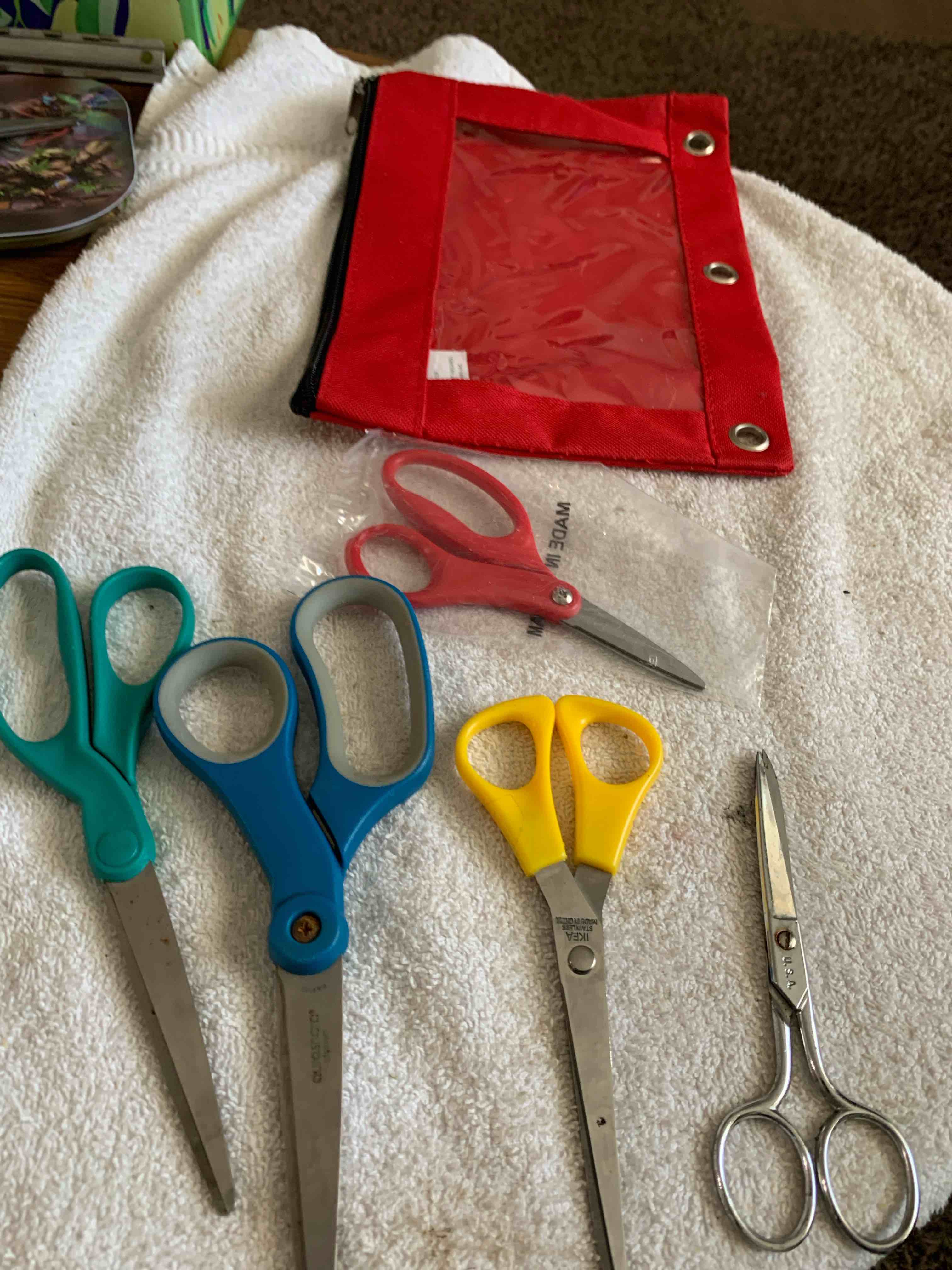 Pencil Bag and 5- Pair of Scissors