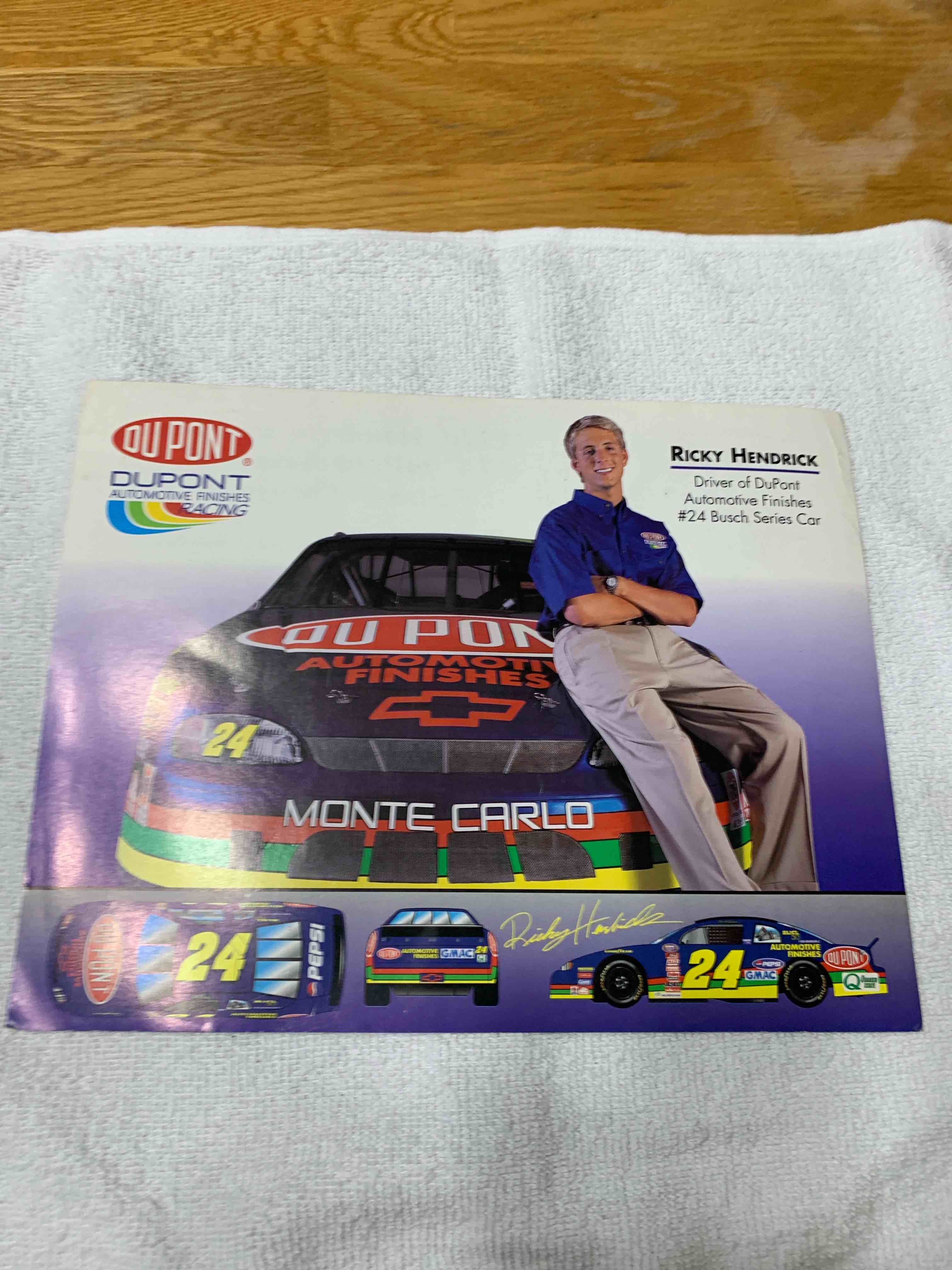 Condition photo showing Good Condition for 1999 DuPont, Ricky Hendrick 8-1/2” X 11” Race Card