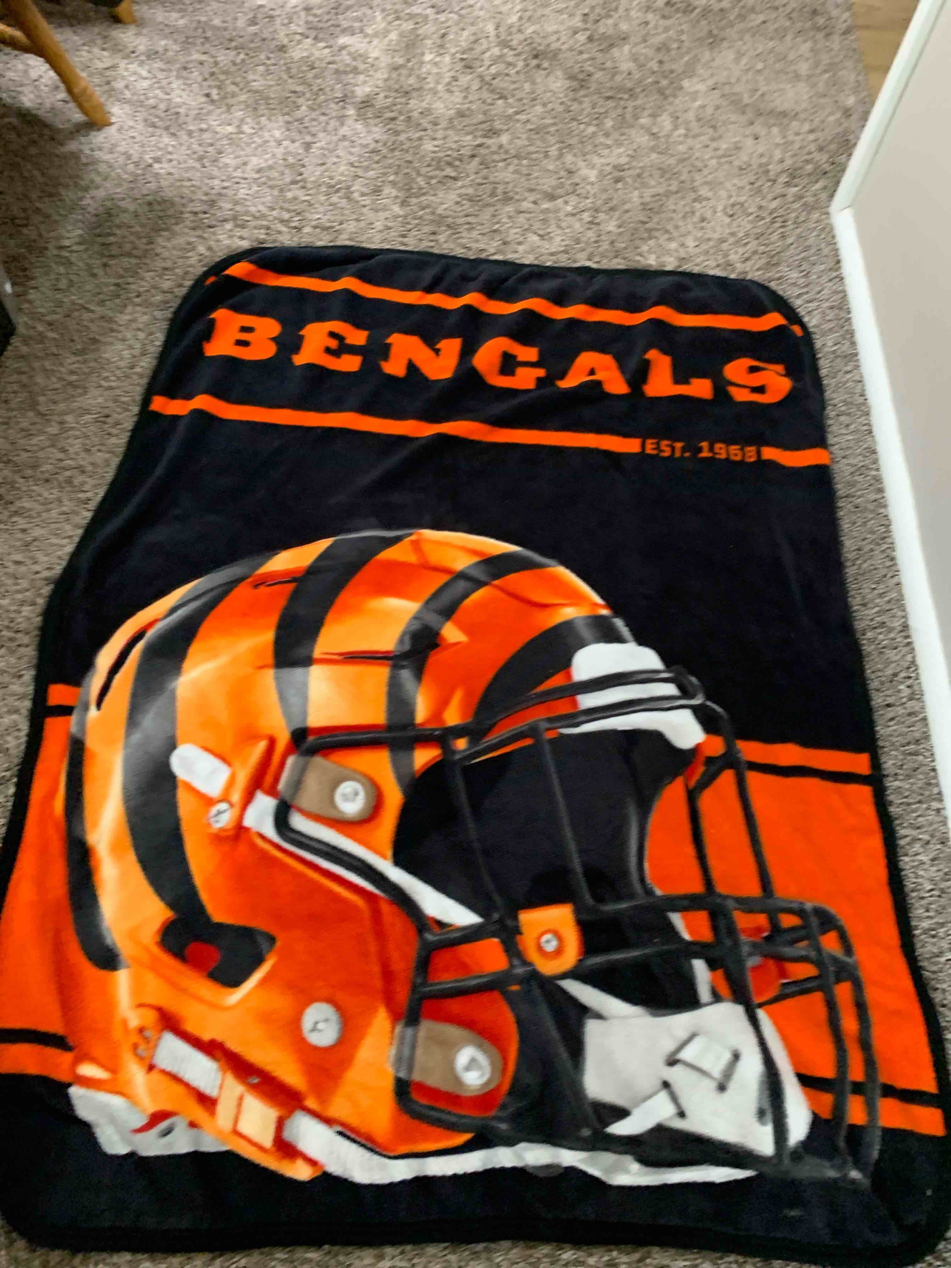 Condition photo showing Good Condition for Cincinnati Bengals Fleece Blanket, 54” X 42”