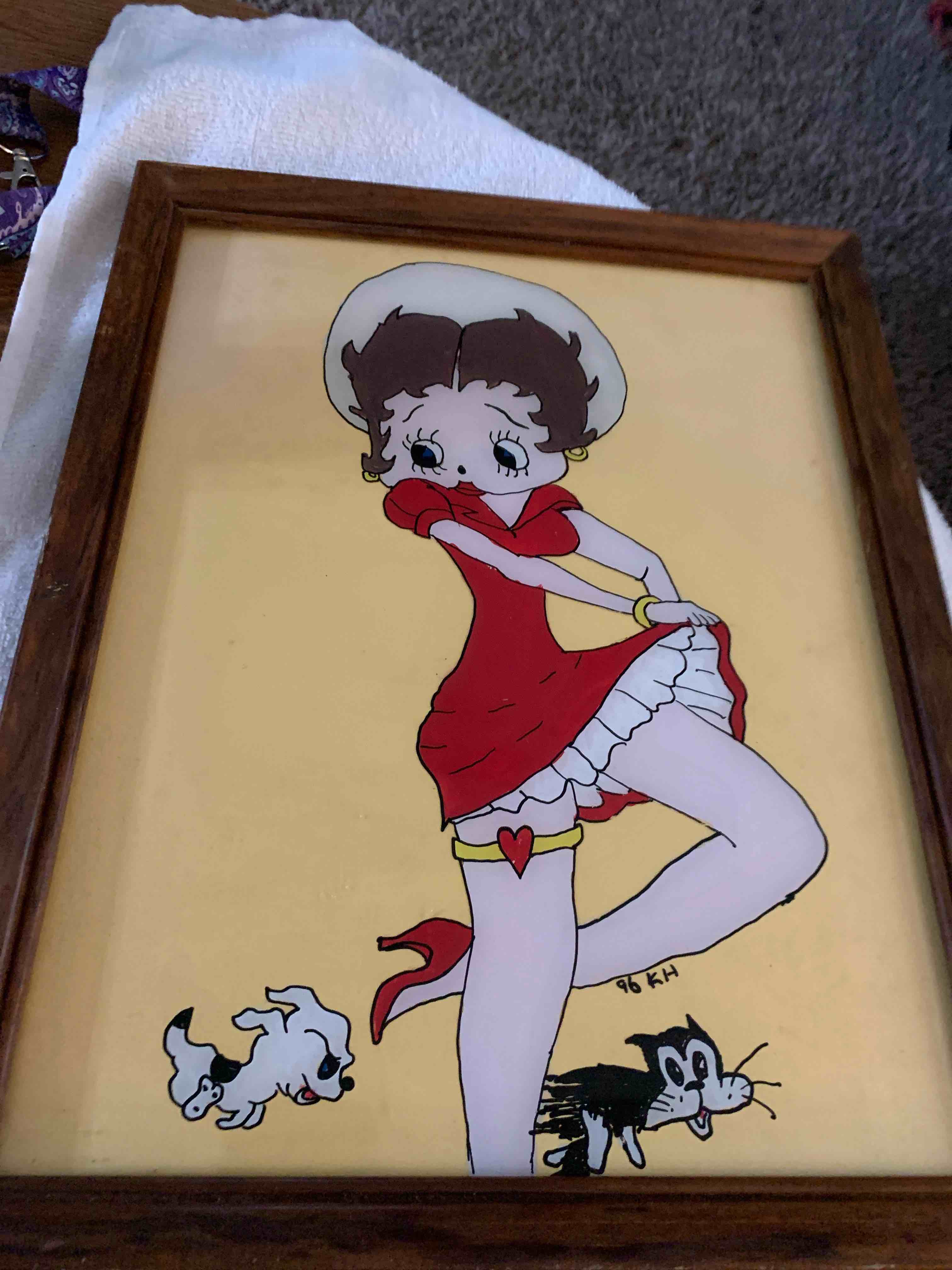 Condition photo showing Good Condition for Framed Betty Boop Picture, 14” X 11”