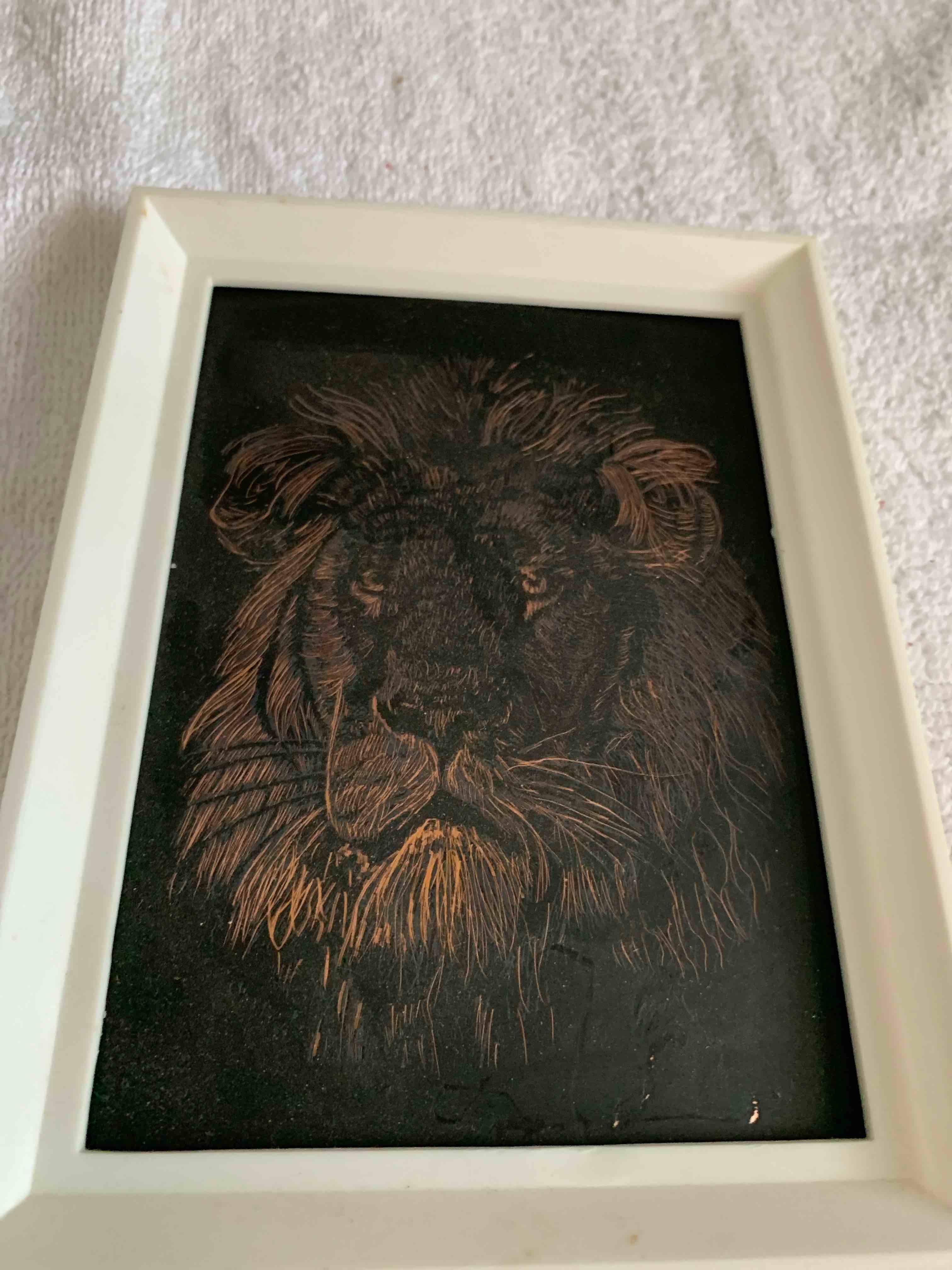 Condition photo showing Good Condition for Copper Etching of Lion, 4” X 6”
