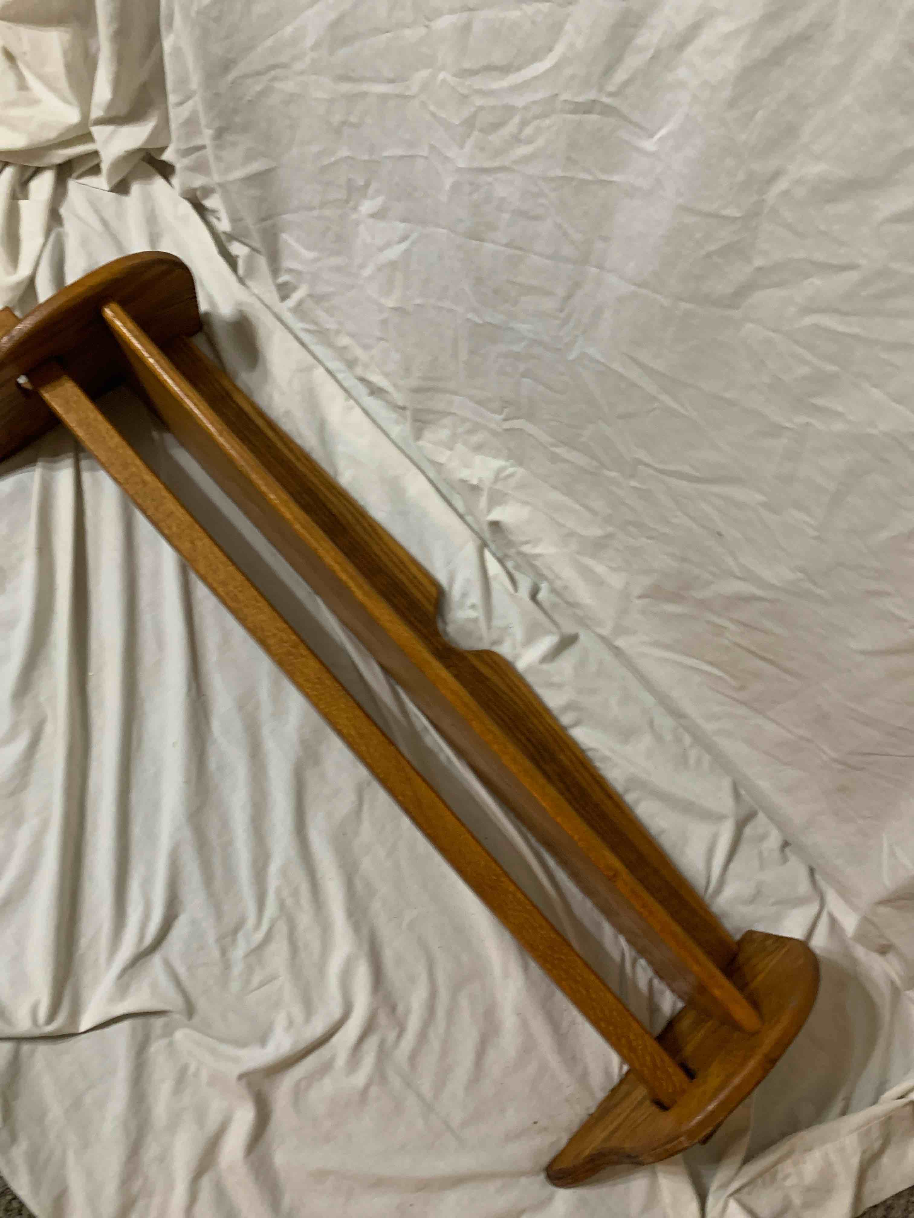 Condition photo showing Good Condition for Vintage Solid Oak Shelf, 38” long, 7” wide 