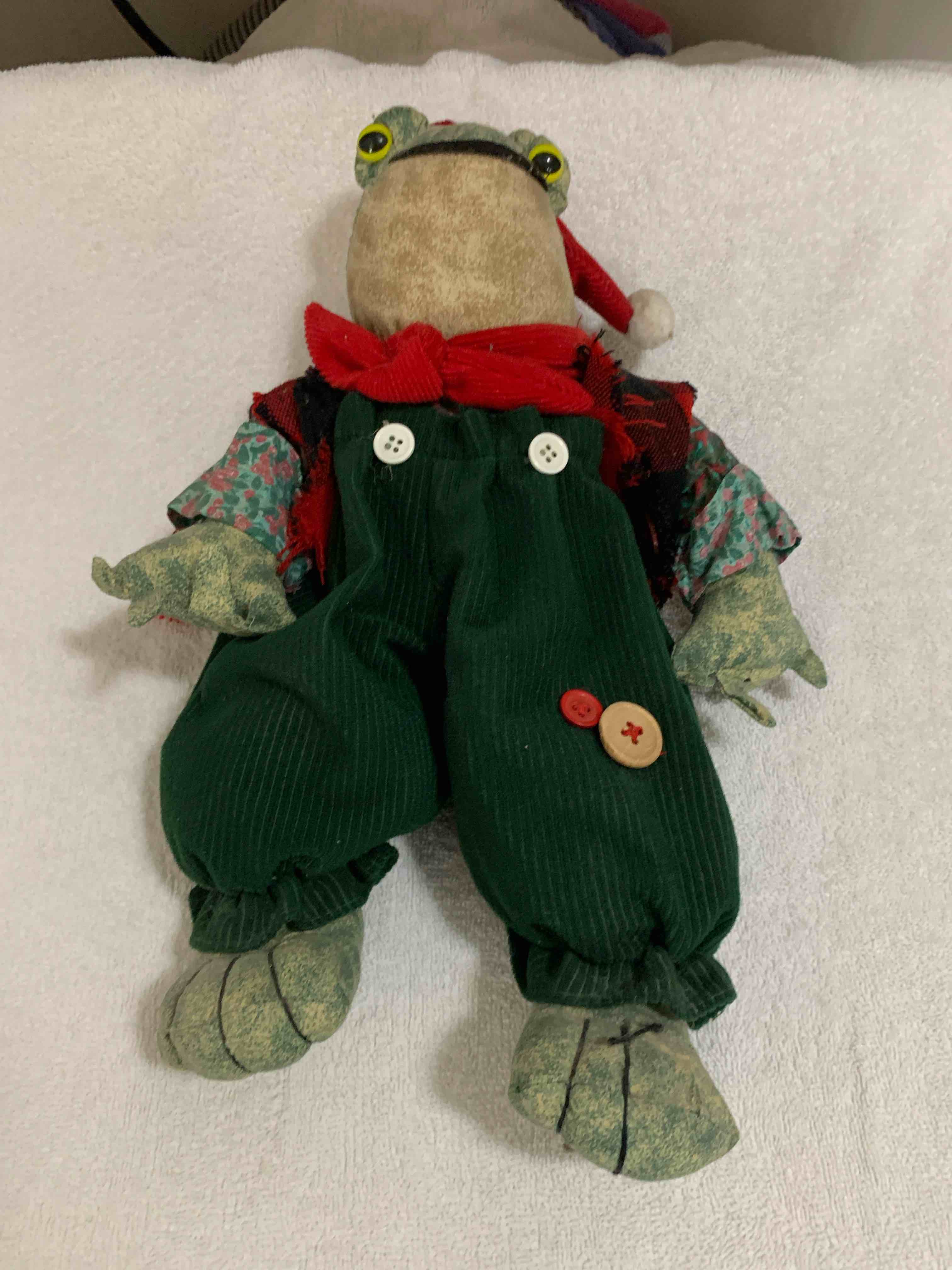 Condition photo showing Good Condition for Plush Musical Christmas Frog, Croaks -Jingle Bells 