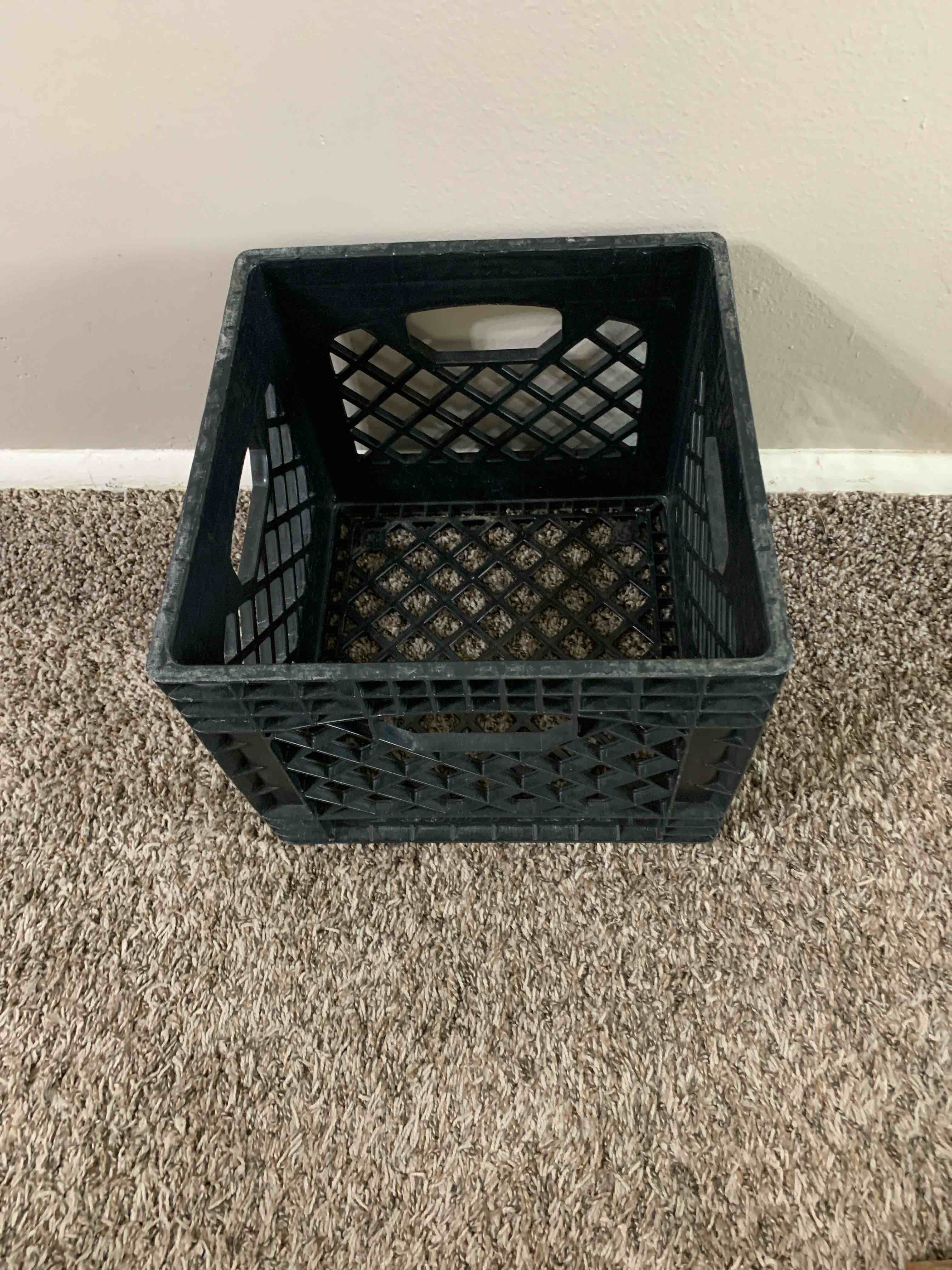 black plastic dairy crate 