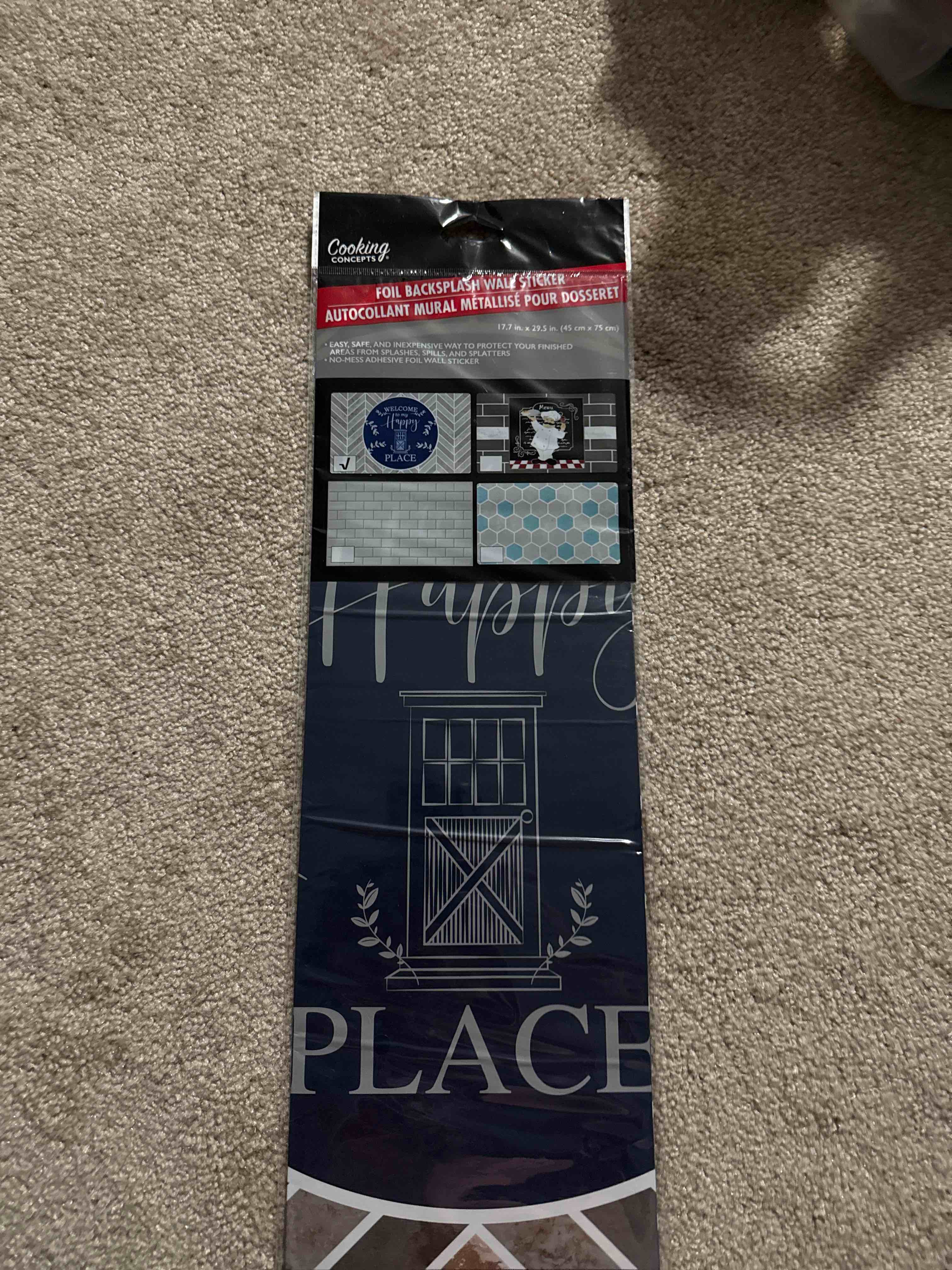 Cooking Concepts Foil Backsplash Keep Life Simple Tile Look 17.7 X 29.5 Gray