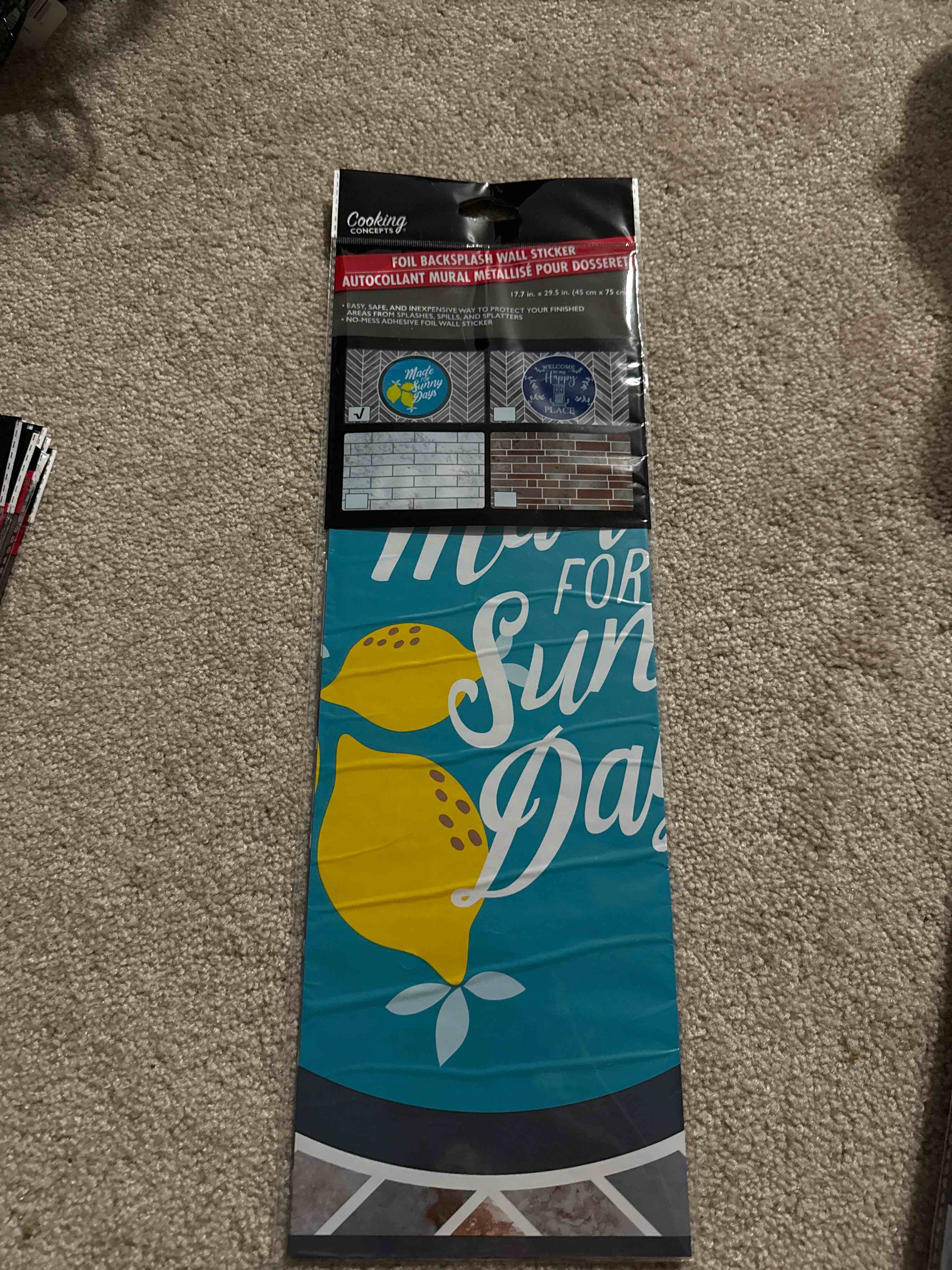 Cooking Concepts Foil Backsplash Keep Life Simple Tile Look 17.7 X 29.5 Gray