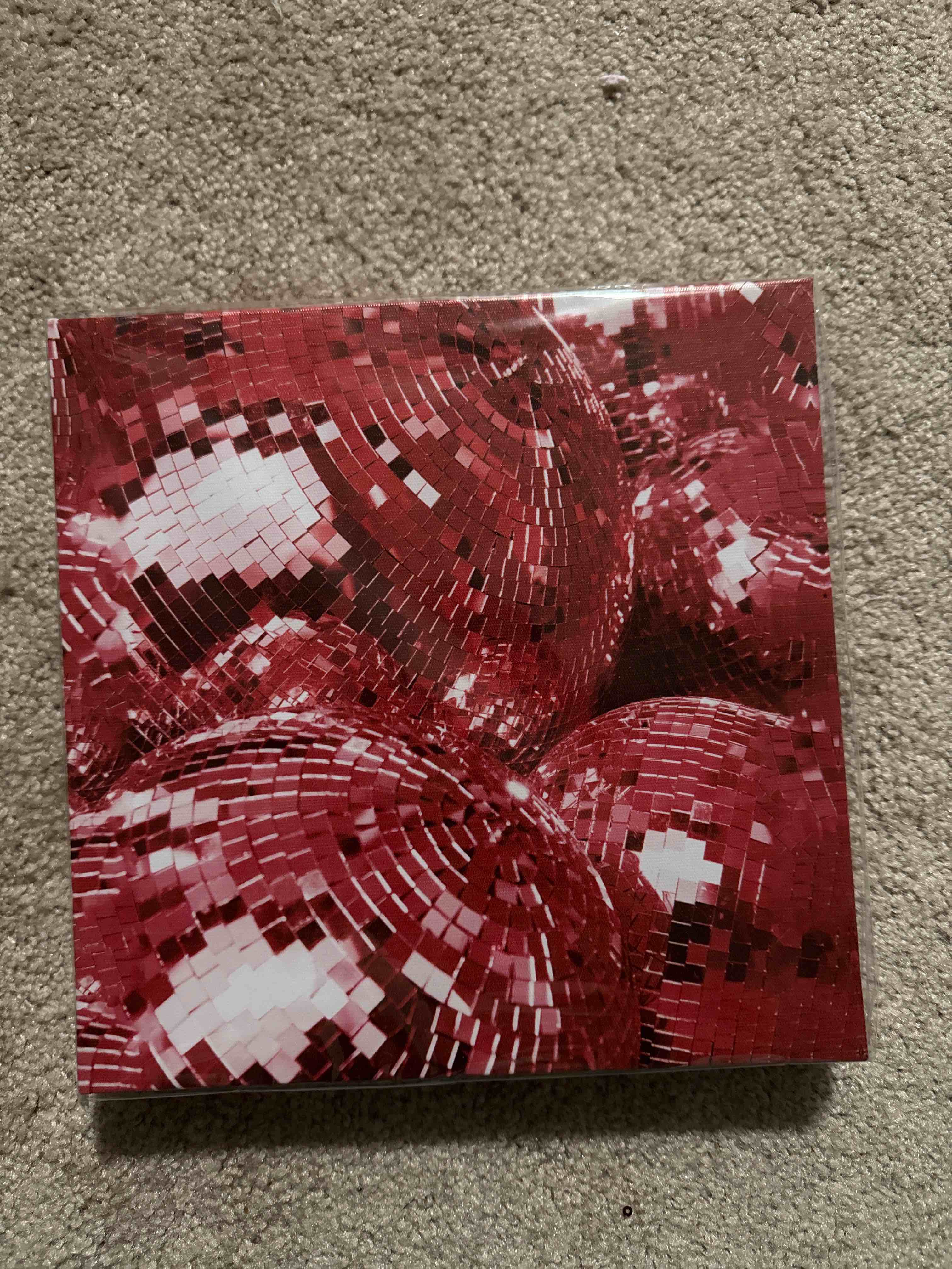 red disco balls wall art 