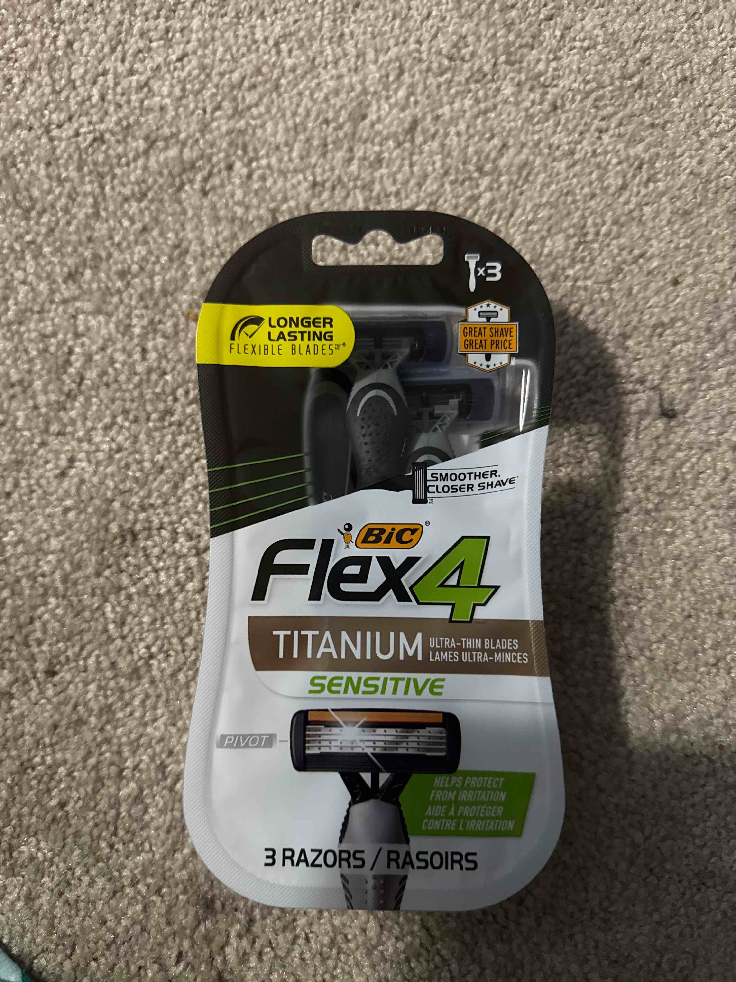 BIC Flex 4 Sensitive Men's 4-Blade Disposable Razor,3 Count