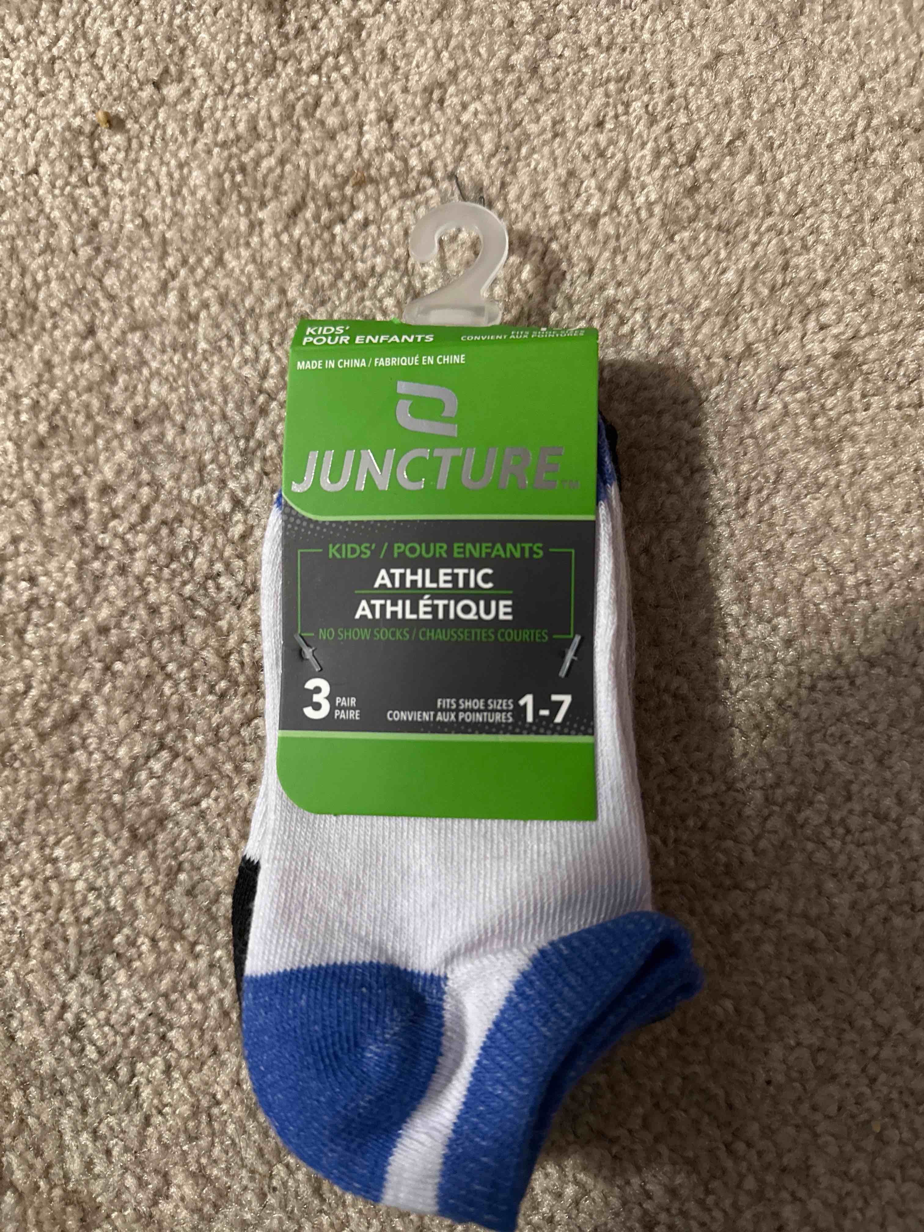 kids no show socks 3 pair size 1-7