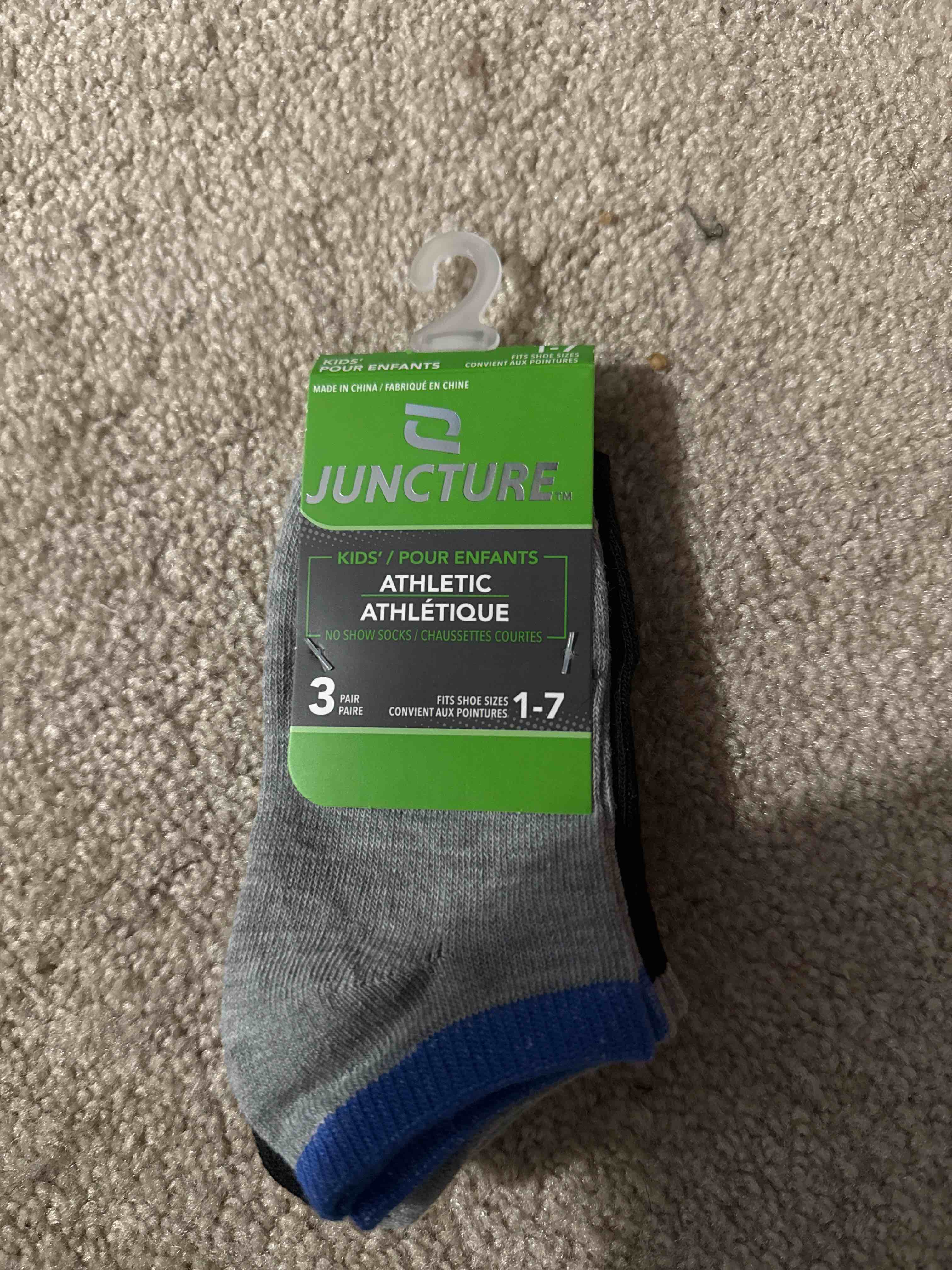 kids no show socks 3 pair size 1-7