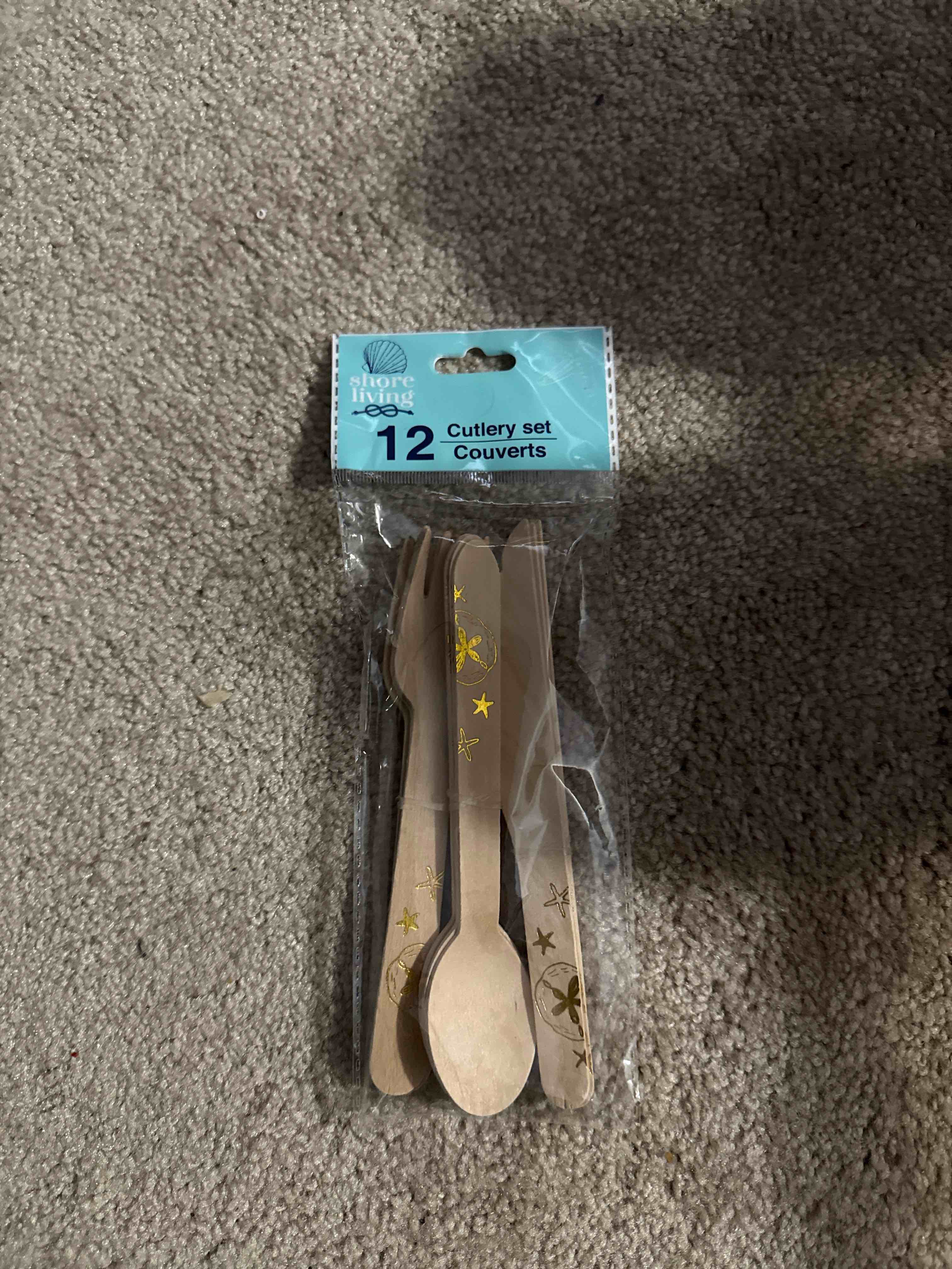 wood cutlery set 12pc