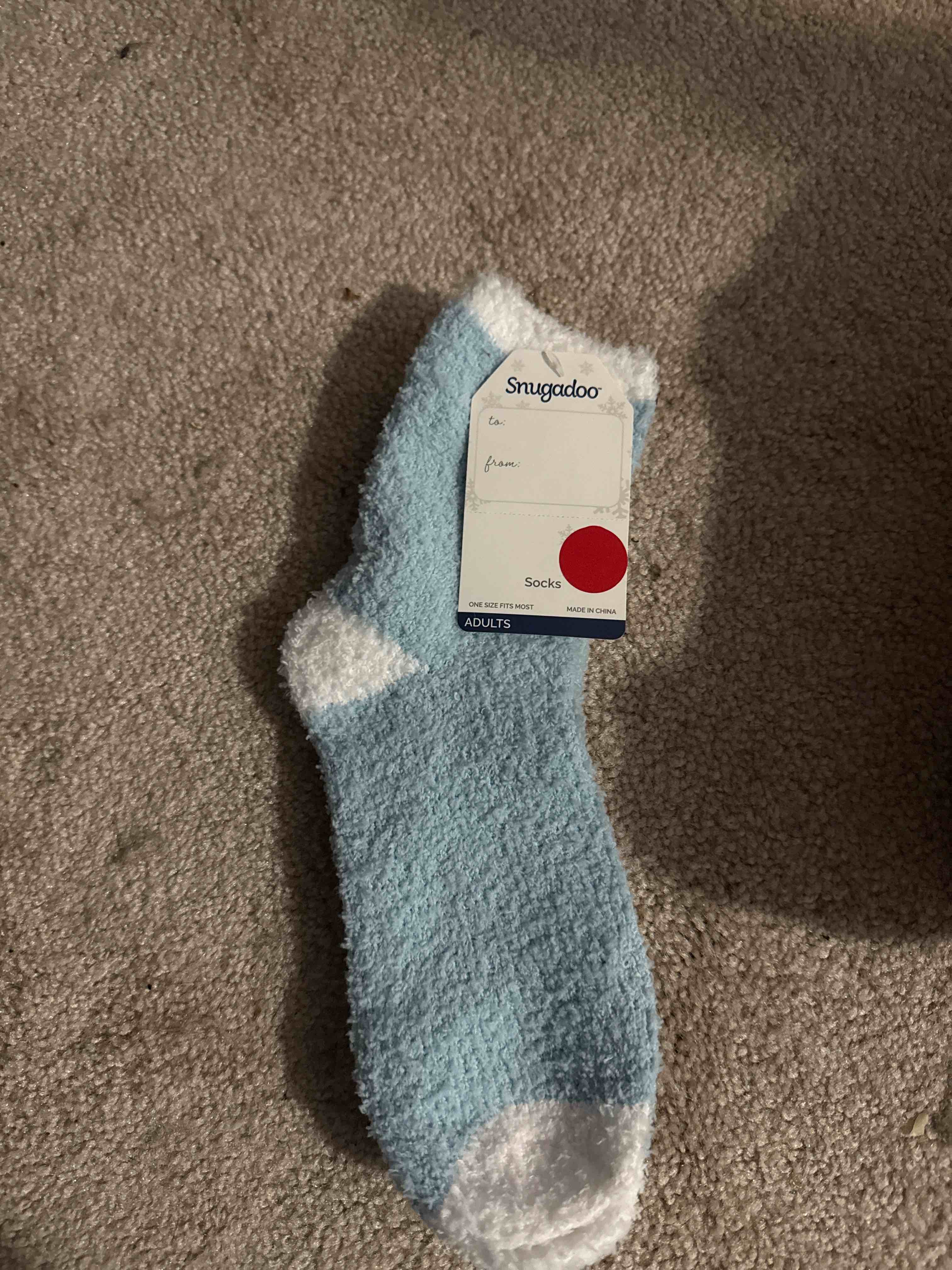 Condition photo showing New/Like New for adult blue fuzzy socks one size fits most
