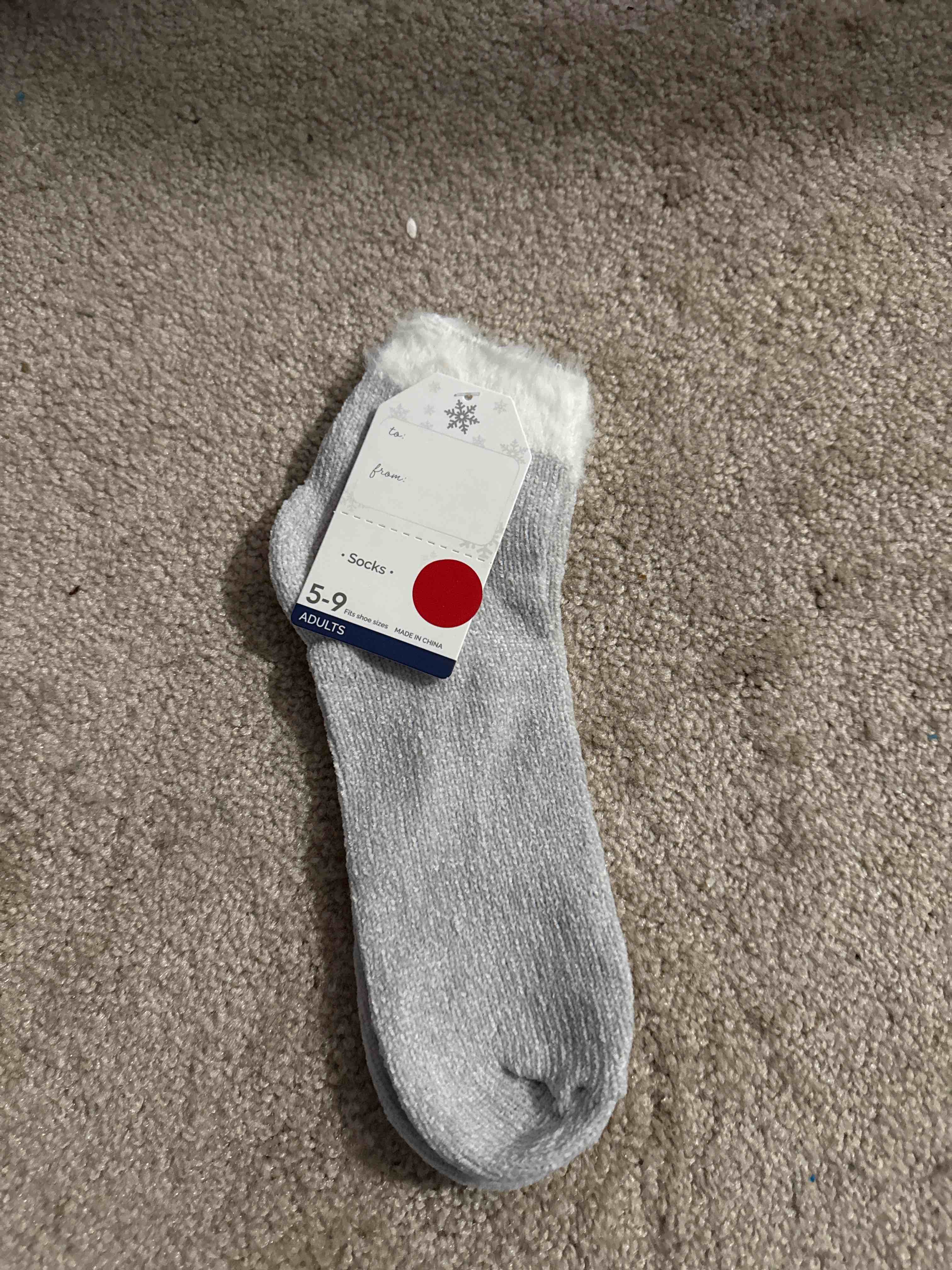 Condition photo showing New/Like New for grey adult socks size 5-9