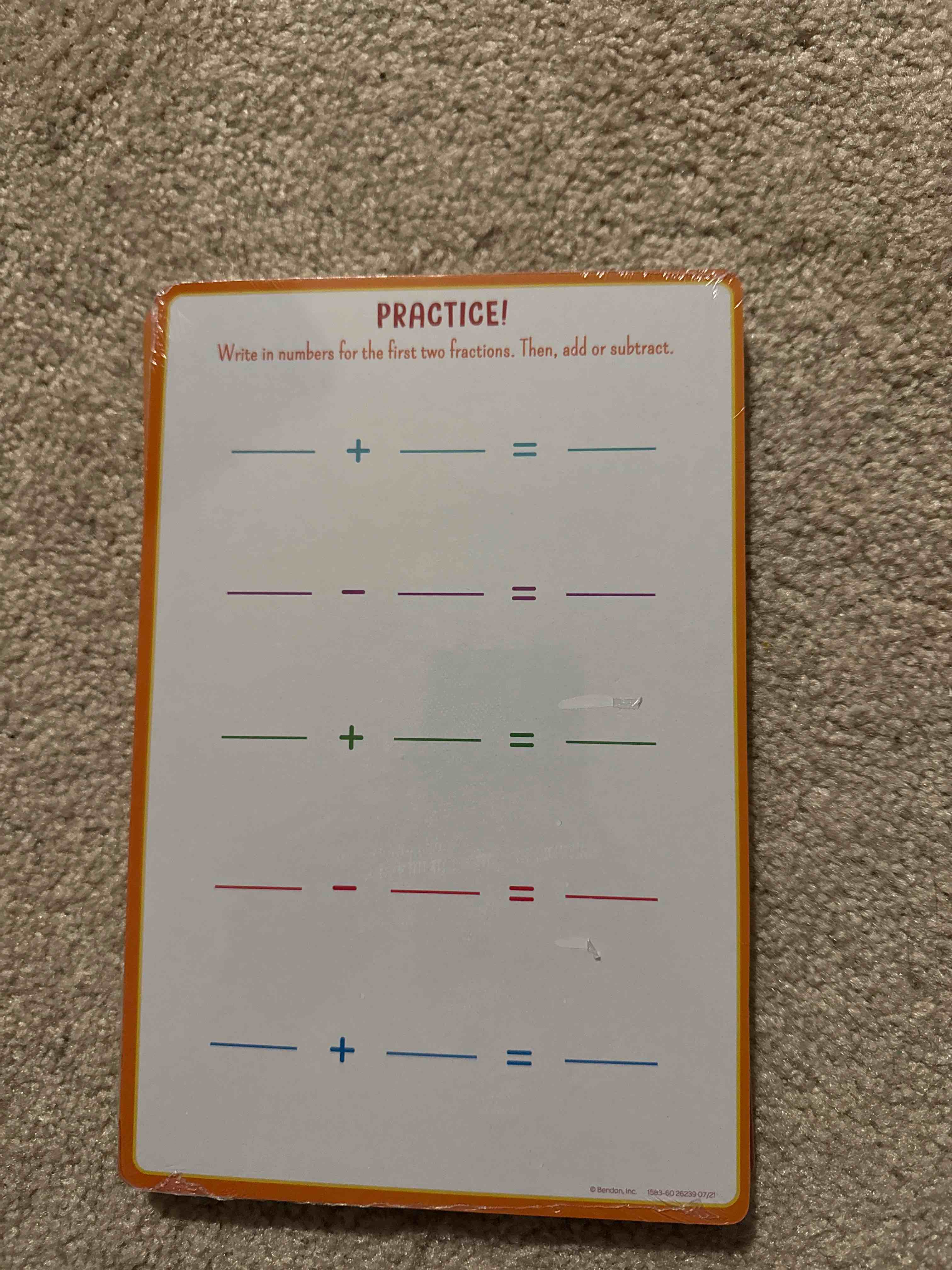 Condition photo showing New/Like New for fractions wipe clean board