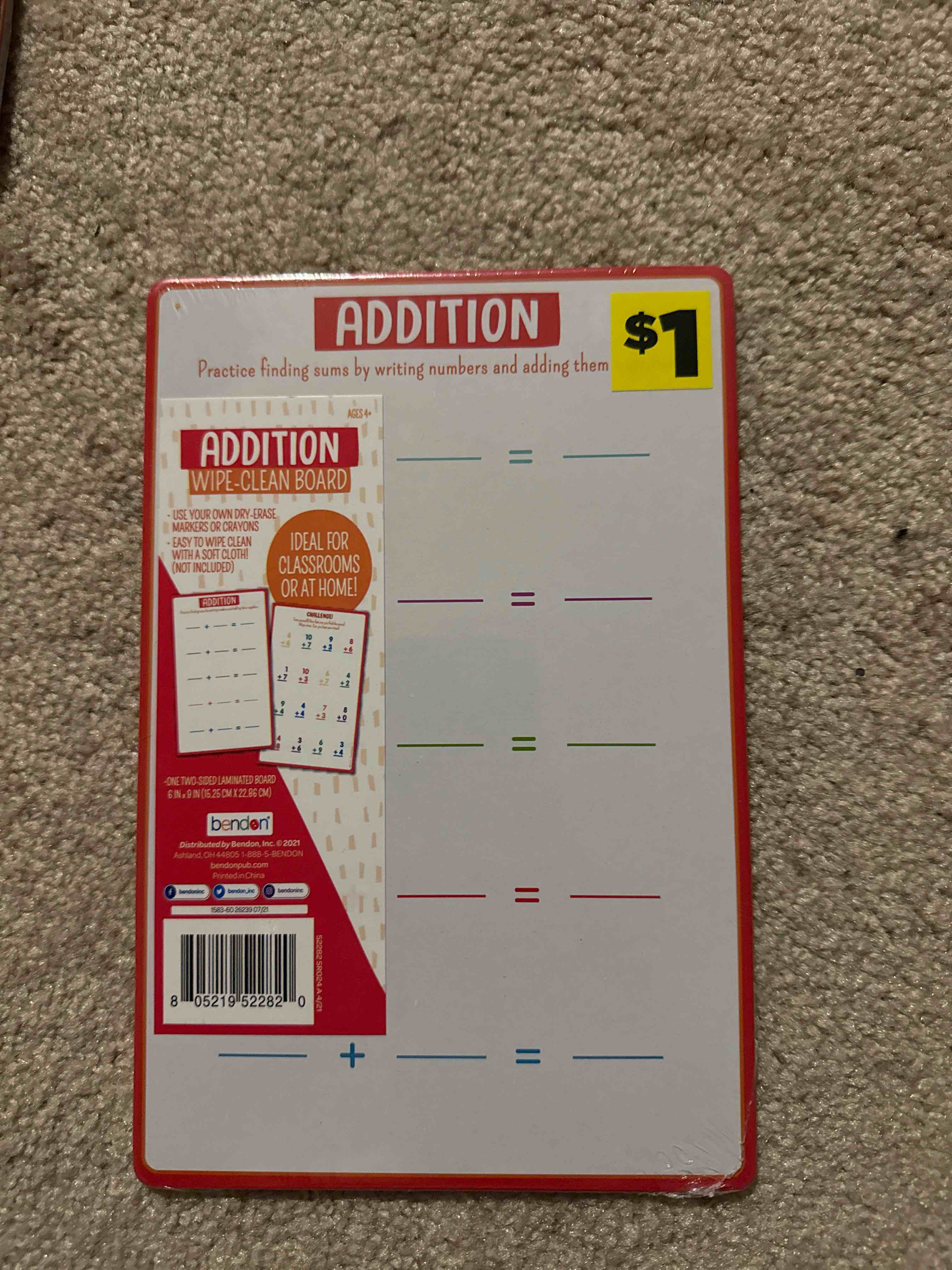 addition wipe clean board