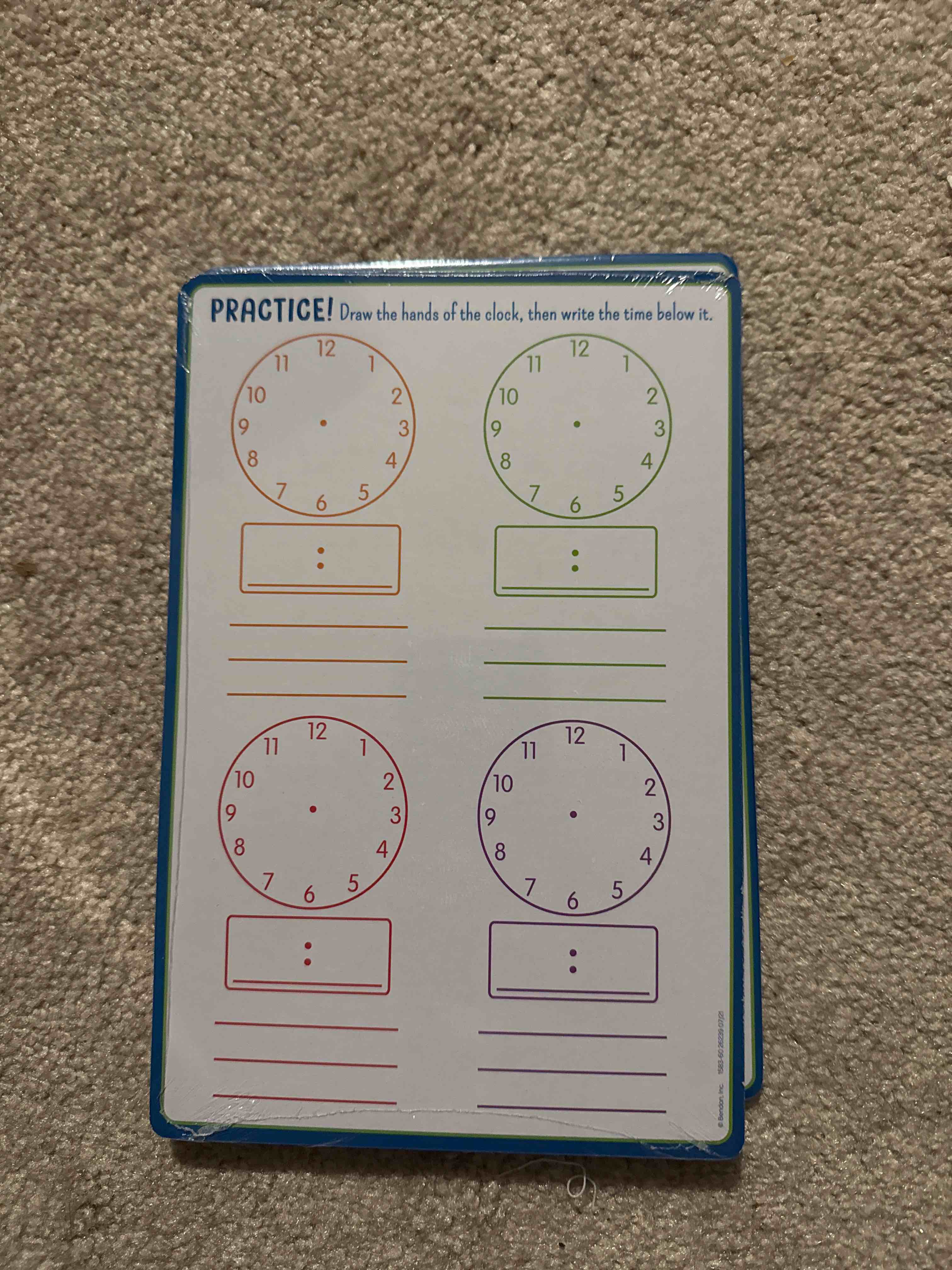 Condition photo showing New/Like New for telling time wipe clean board