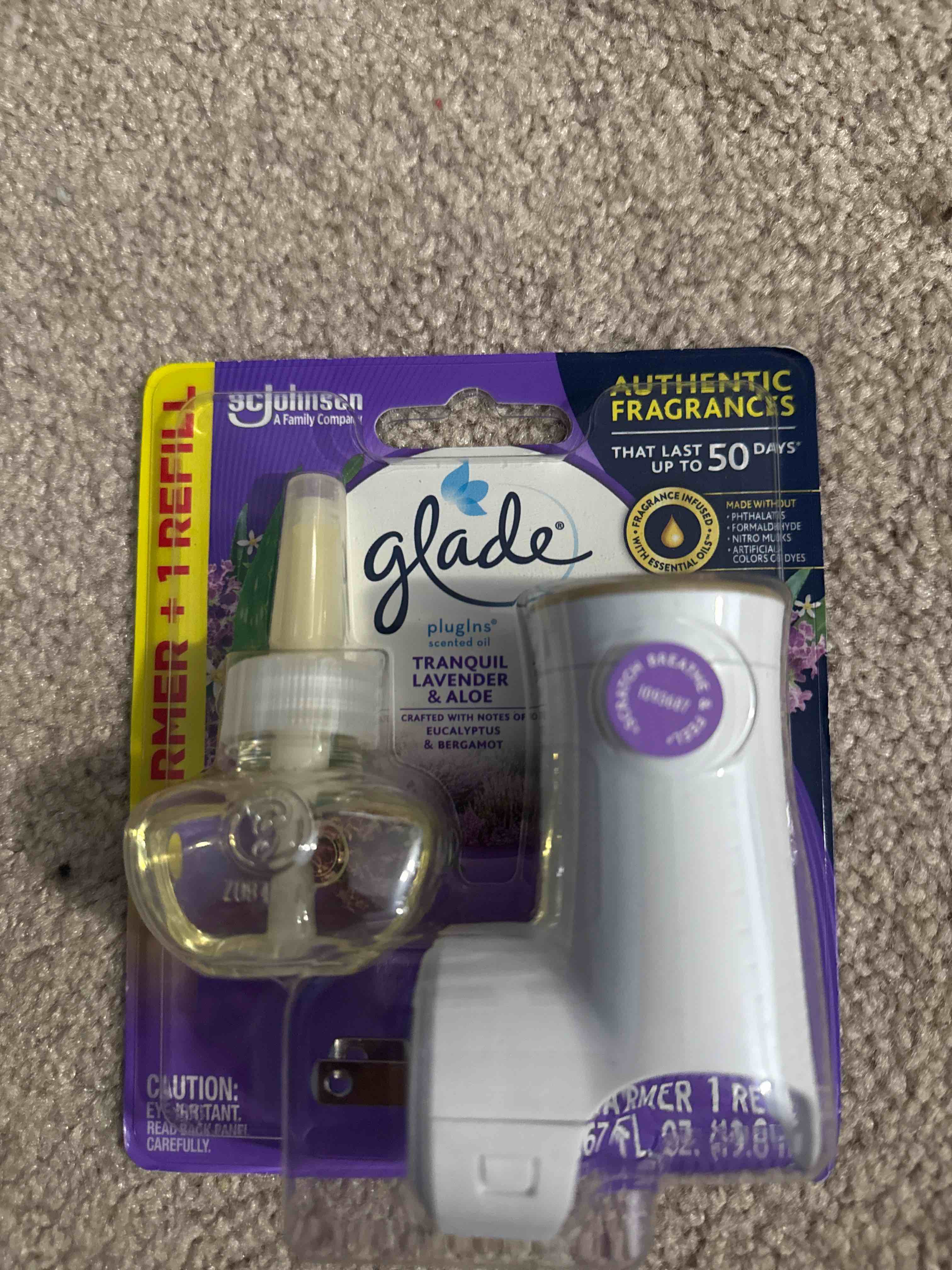 glade warmer plus 1 refill tranquil lavender and aloe