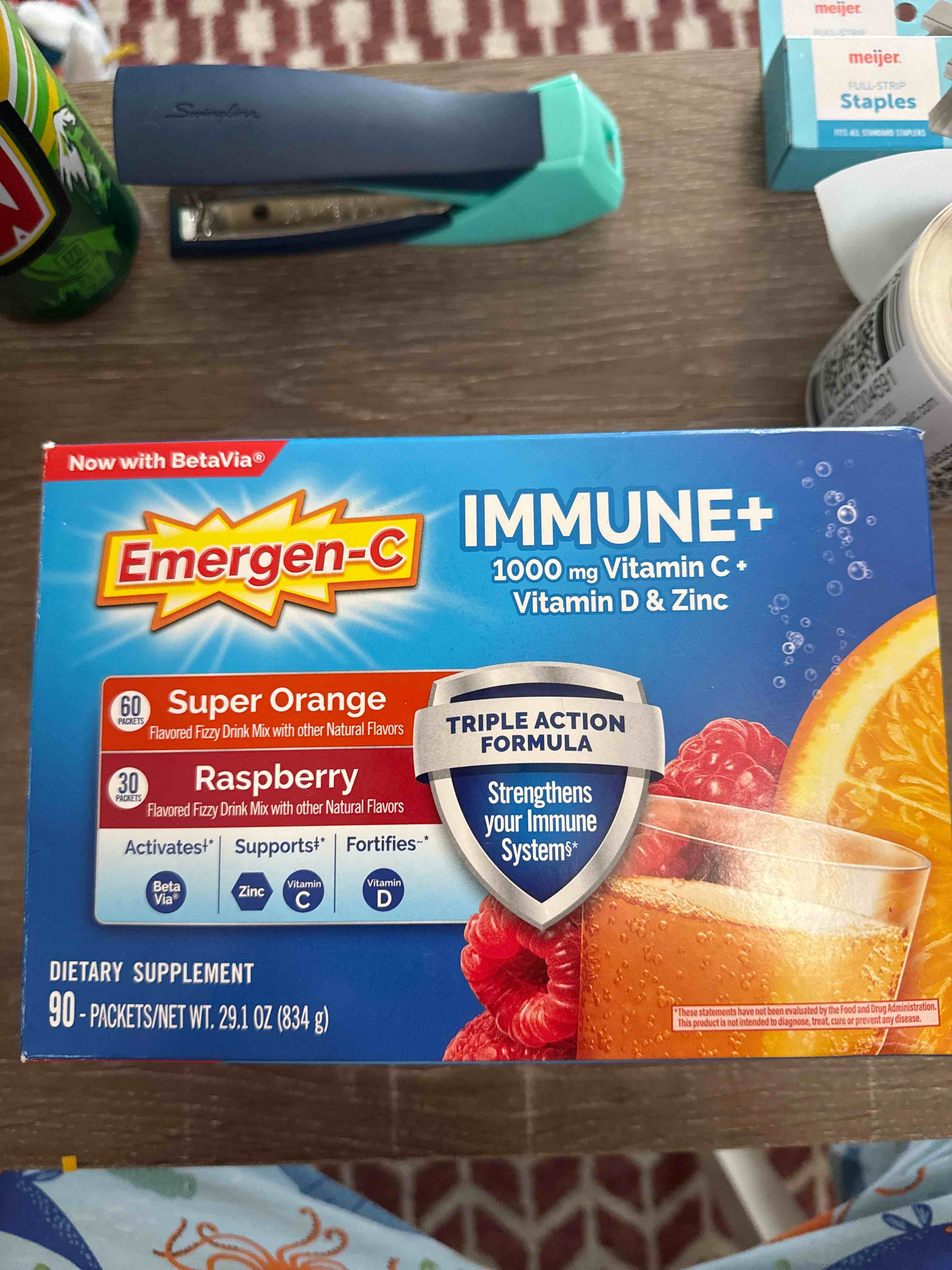 emergen-c immune+ 60 super orange and 30 raspberry exp 01/2026