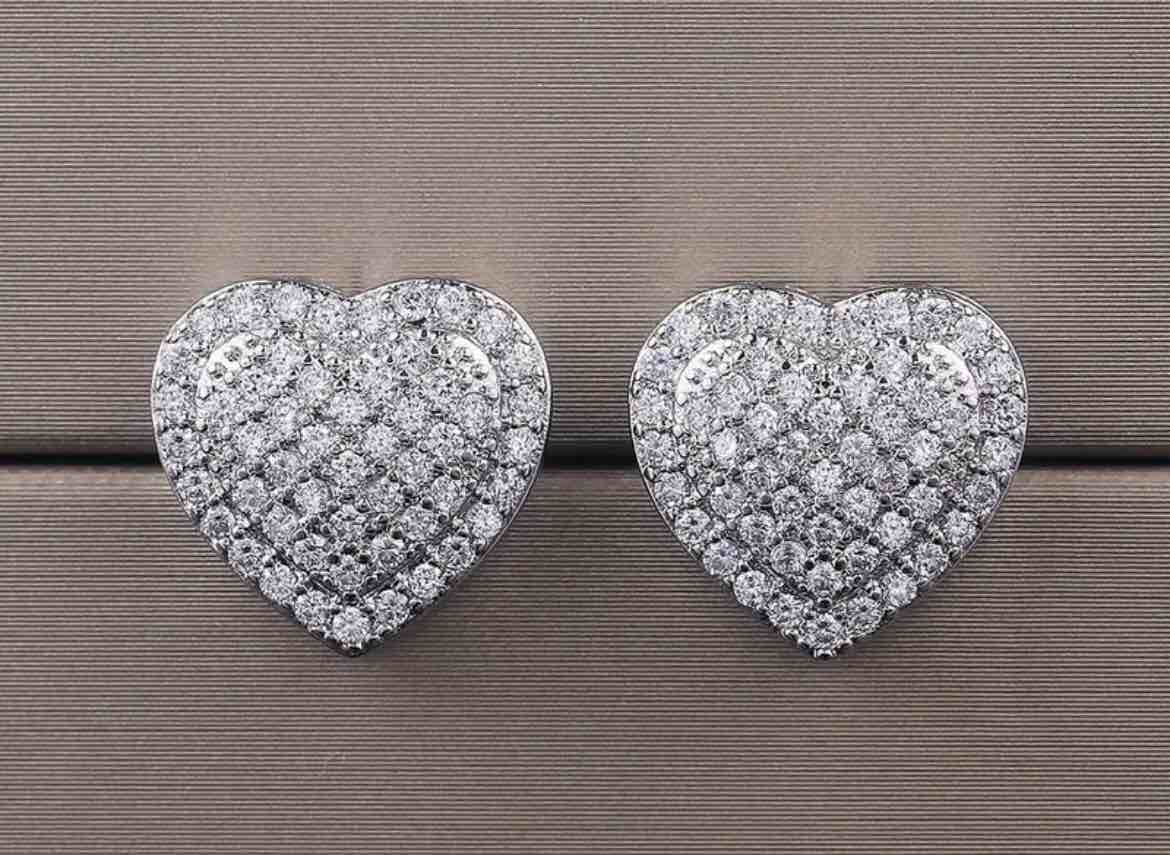 SILVER STUDDED HEAR EARRINGS