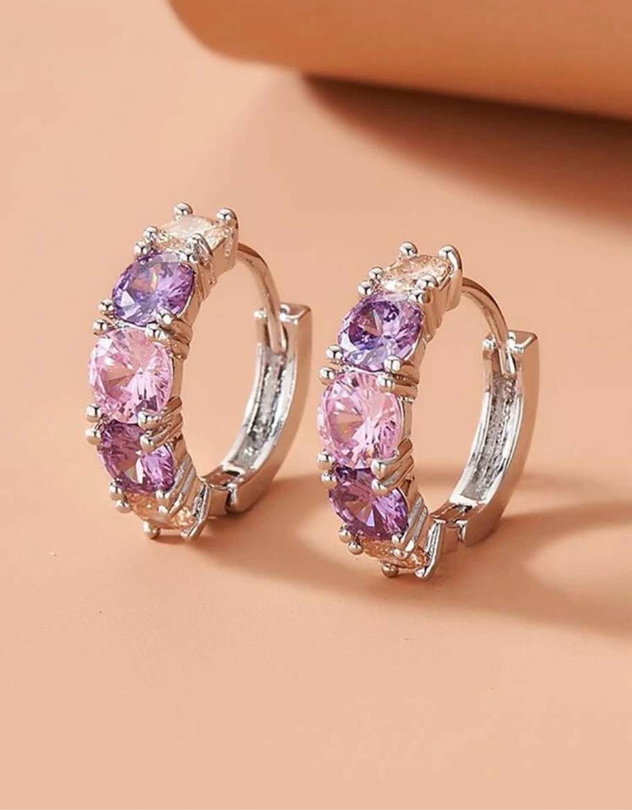 SILVER CUFF EARRINGS WITH ACCENTED STONES 
