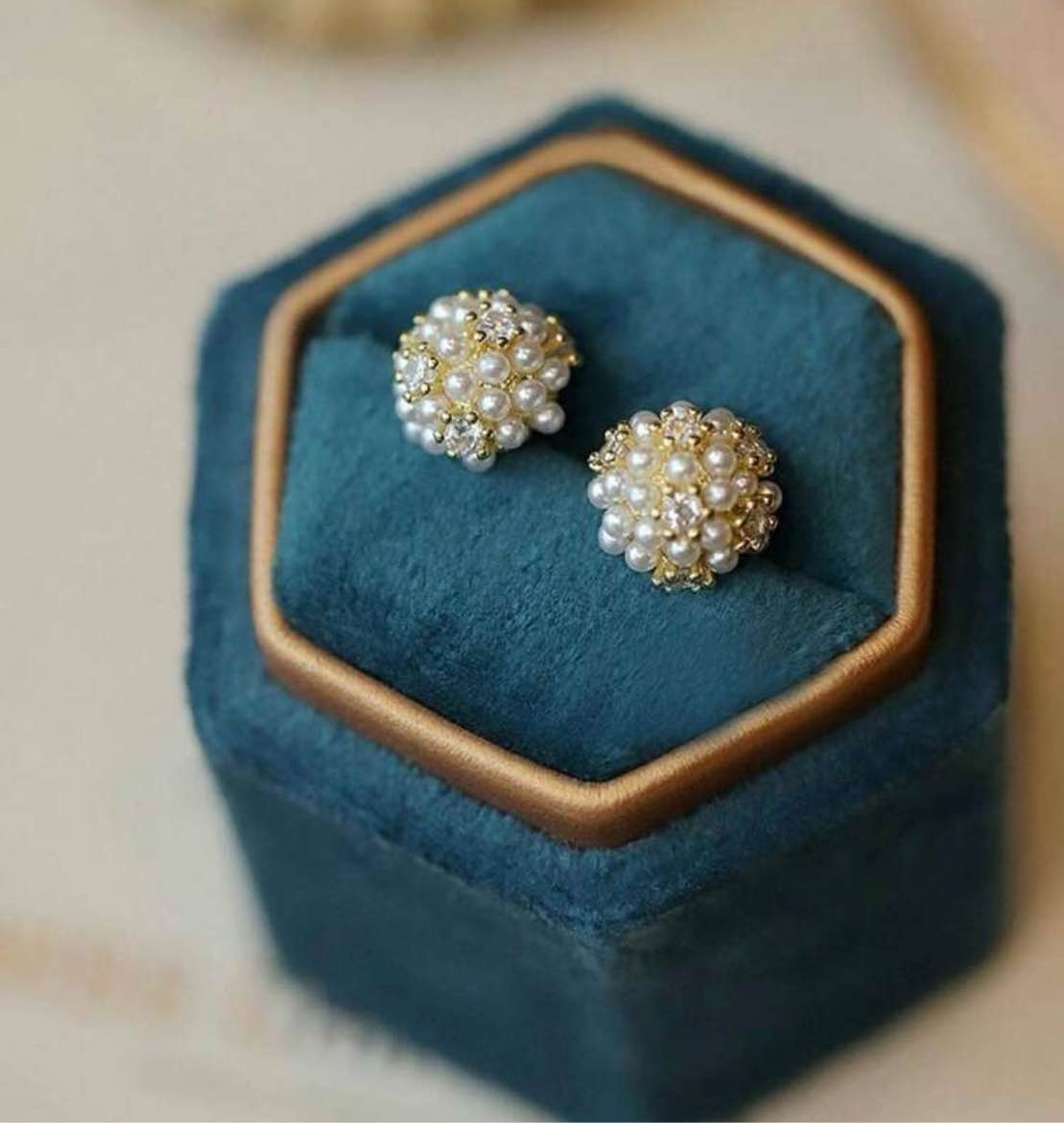 STUNNING IMITATION PEARL AND ZIRCONIA STUDDED EARRINGS