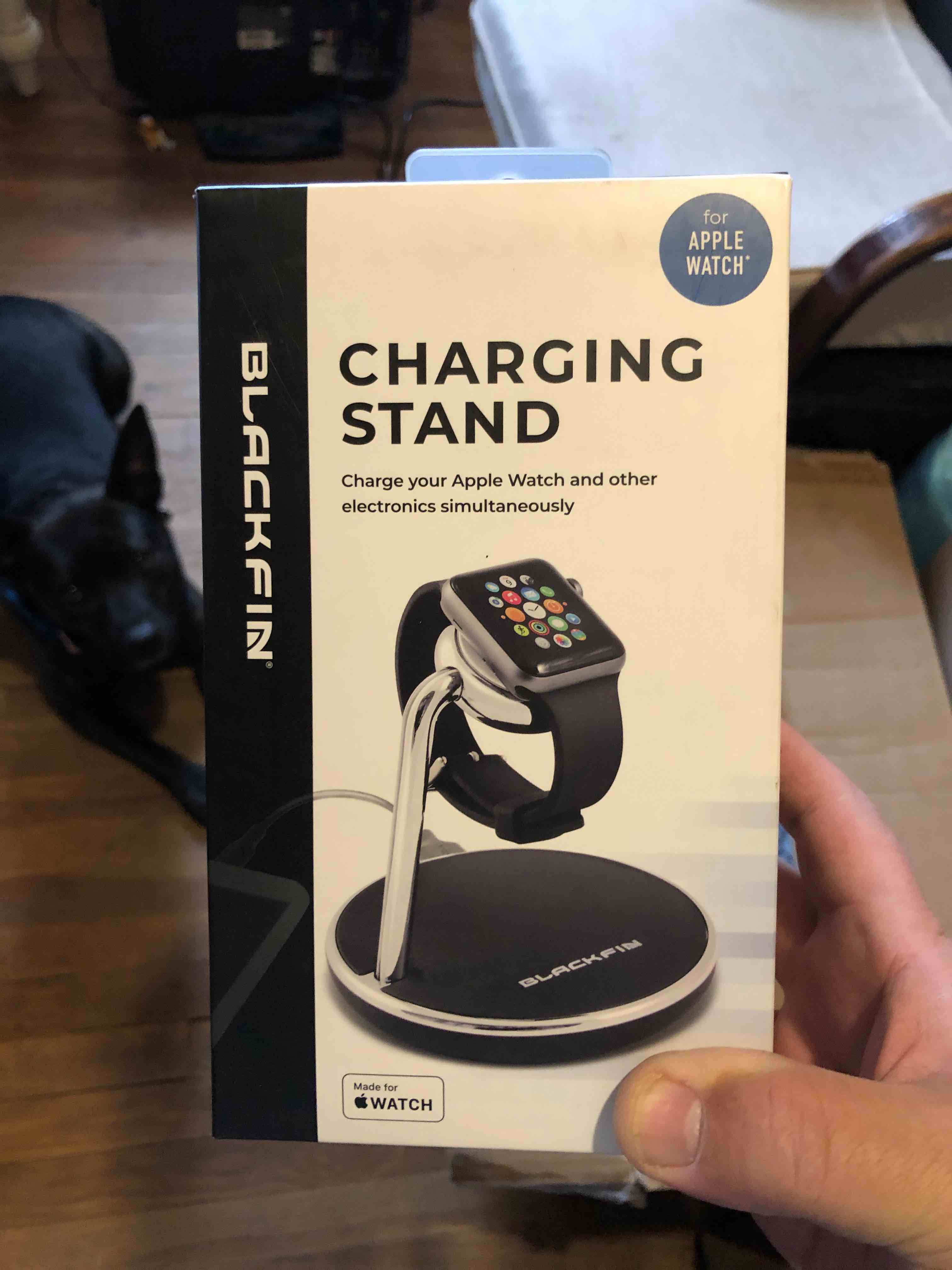 black fin charging stand for Apple Watch