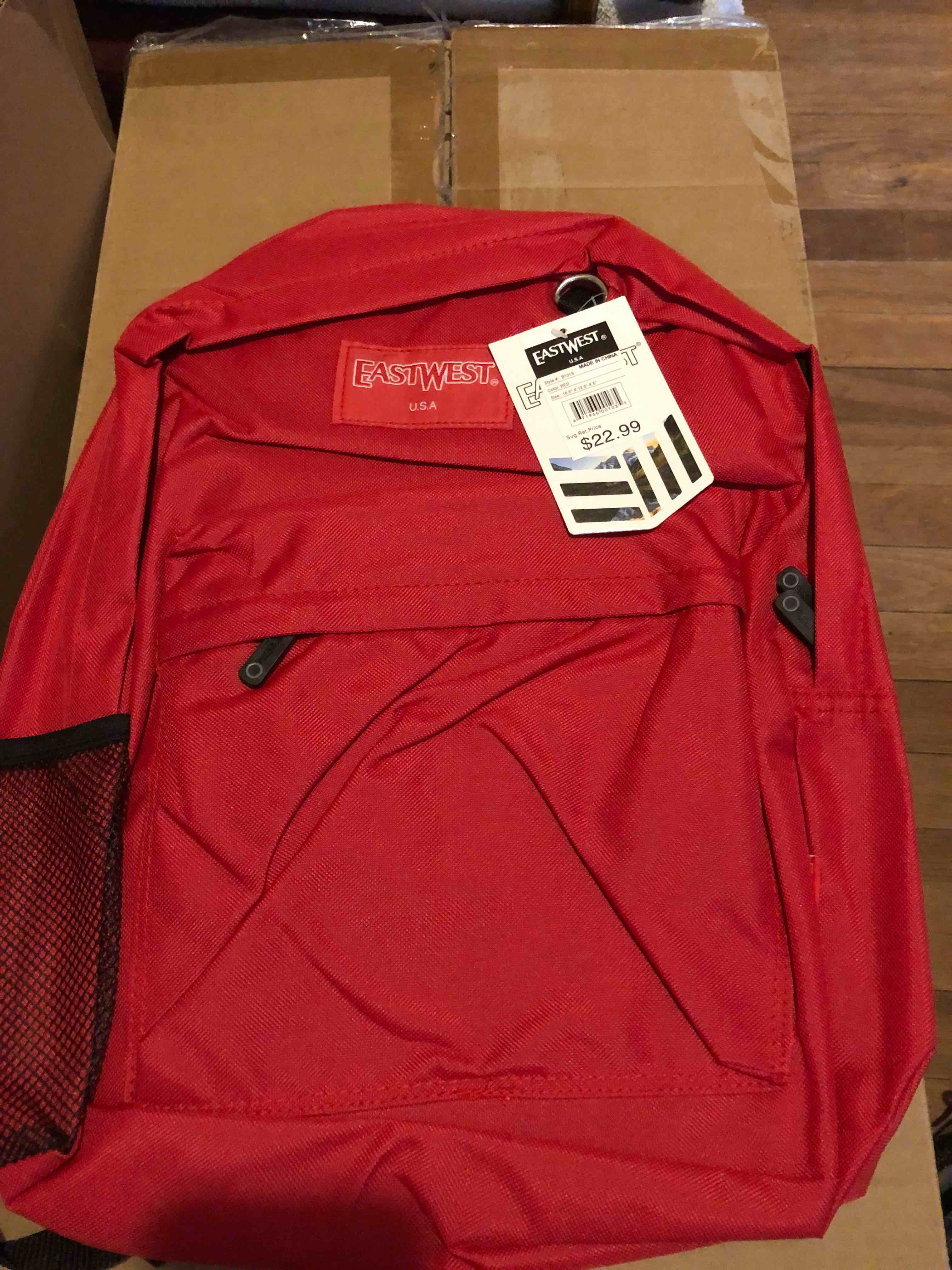 East West backpack book bag Red
