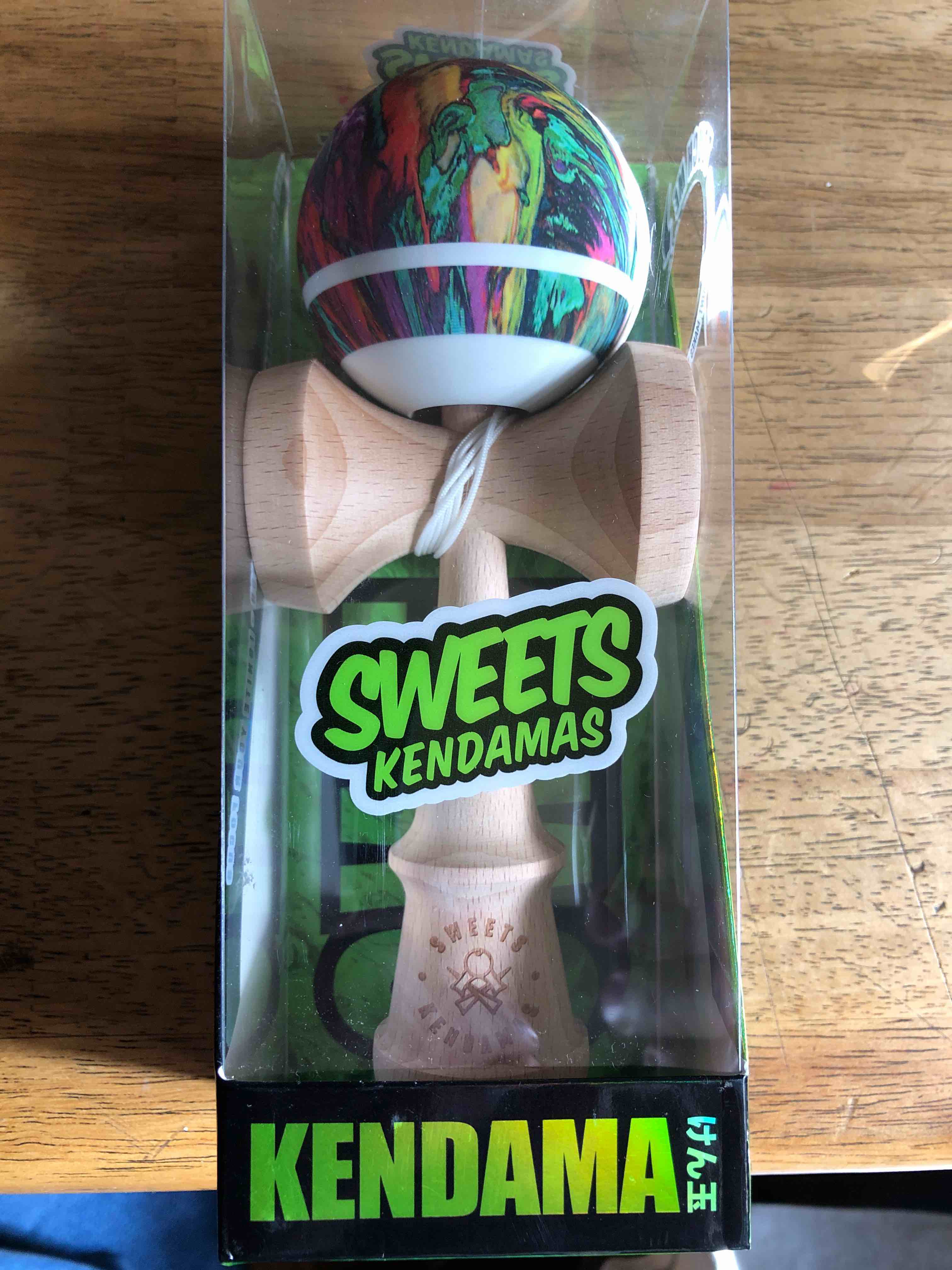 Sweets Kendamas Grain Split 2.0 Prime Kendama, Premium Skill Toy, Extra String Accessory Gift Bundle (Laser Tag)