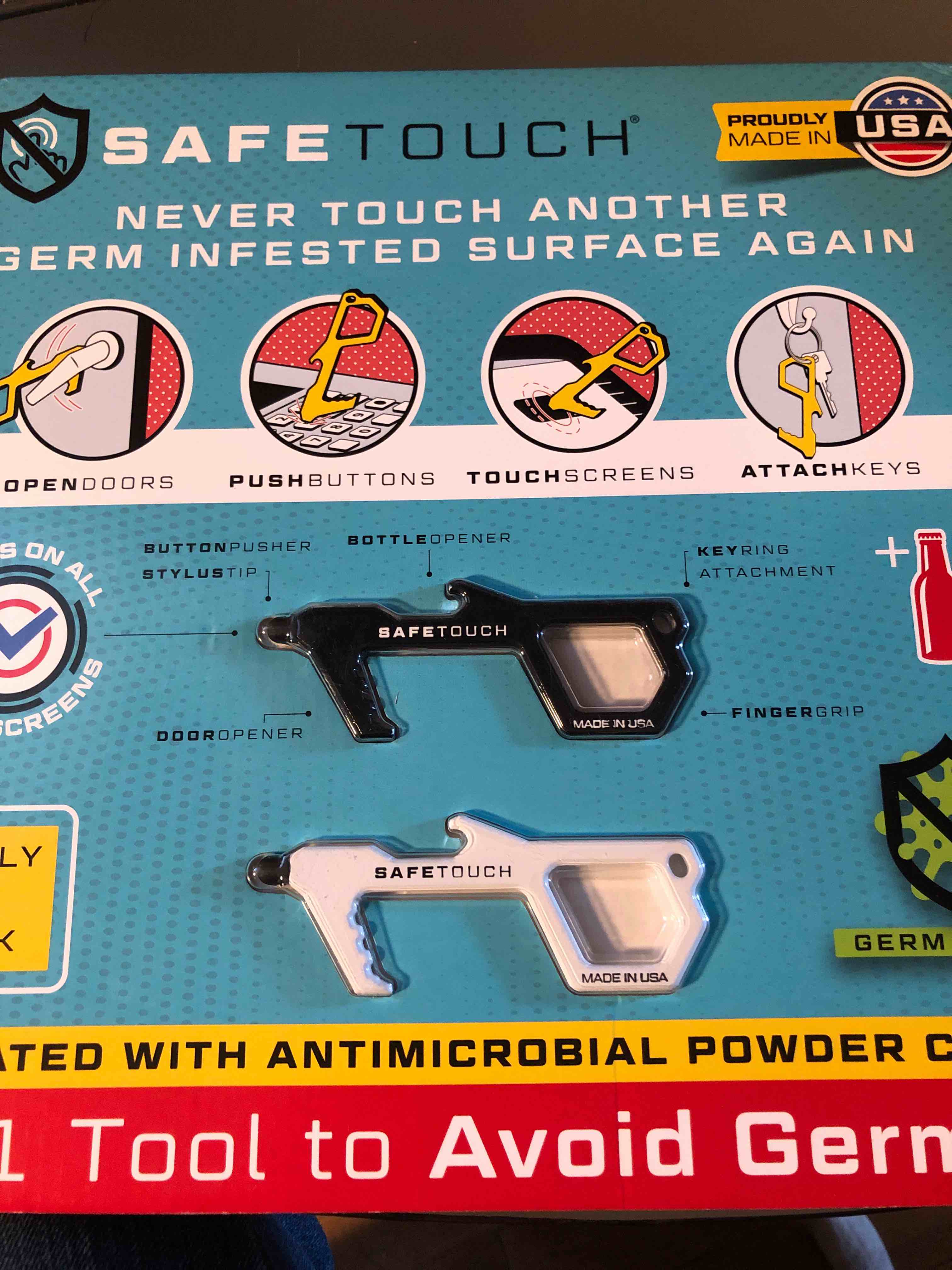 SafeTouch Hygiene Multi-Tool, Works on Touch Screen, Made in USA (2 Pack)