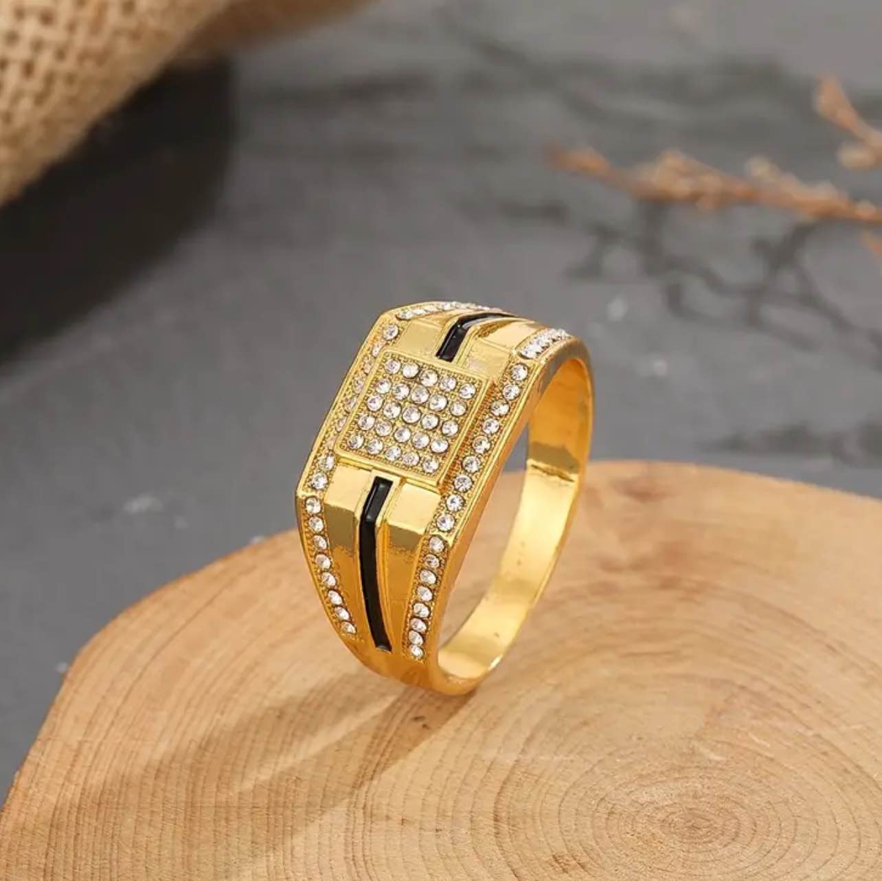 Men’s 925 Silver 18K Gold Plated Ring Sz 13