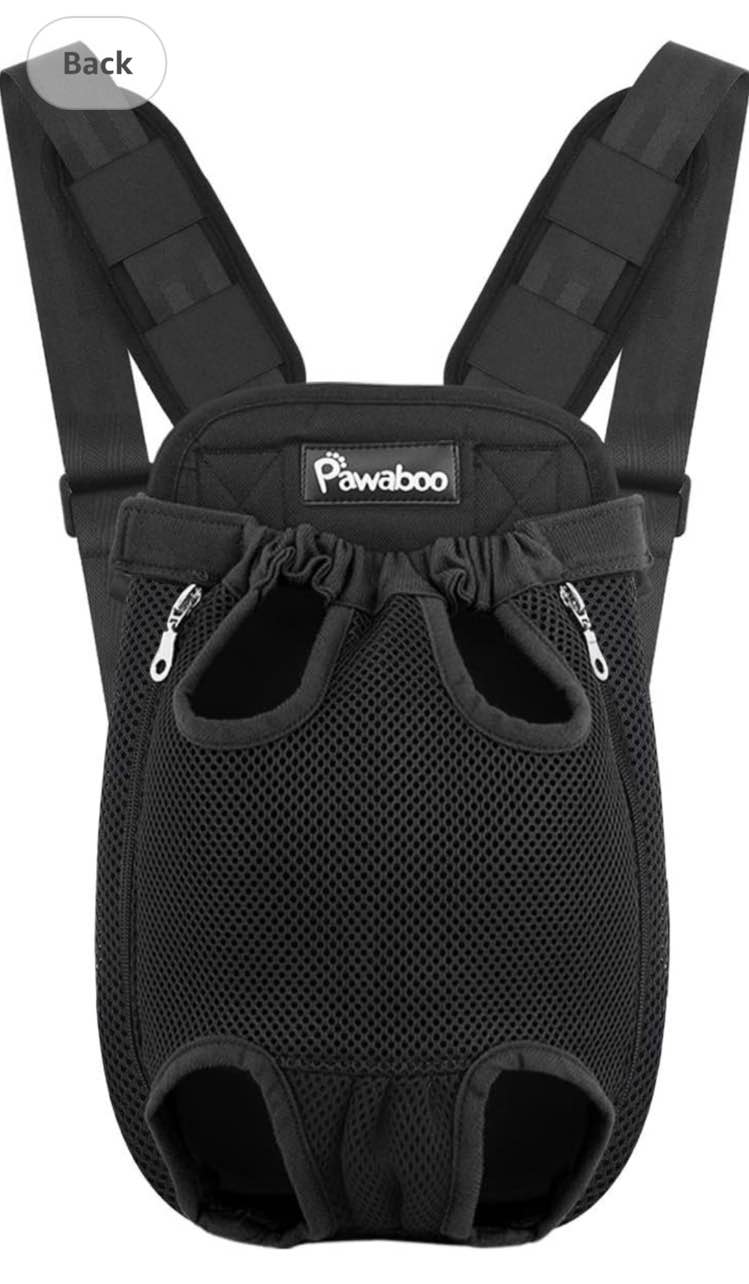 Pawaboo Pet Carrier Backpack, Adjustable Pet Front Cat Dog Carrier Backpack Travel Bag, Legs Out, Easy-Fit for Traveling Hiking Camping for Small Medium Dogs Cats Puppies, Medium, Black