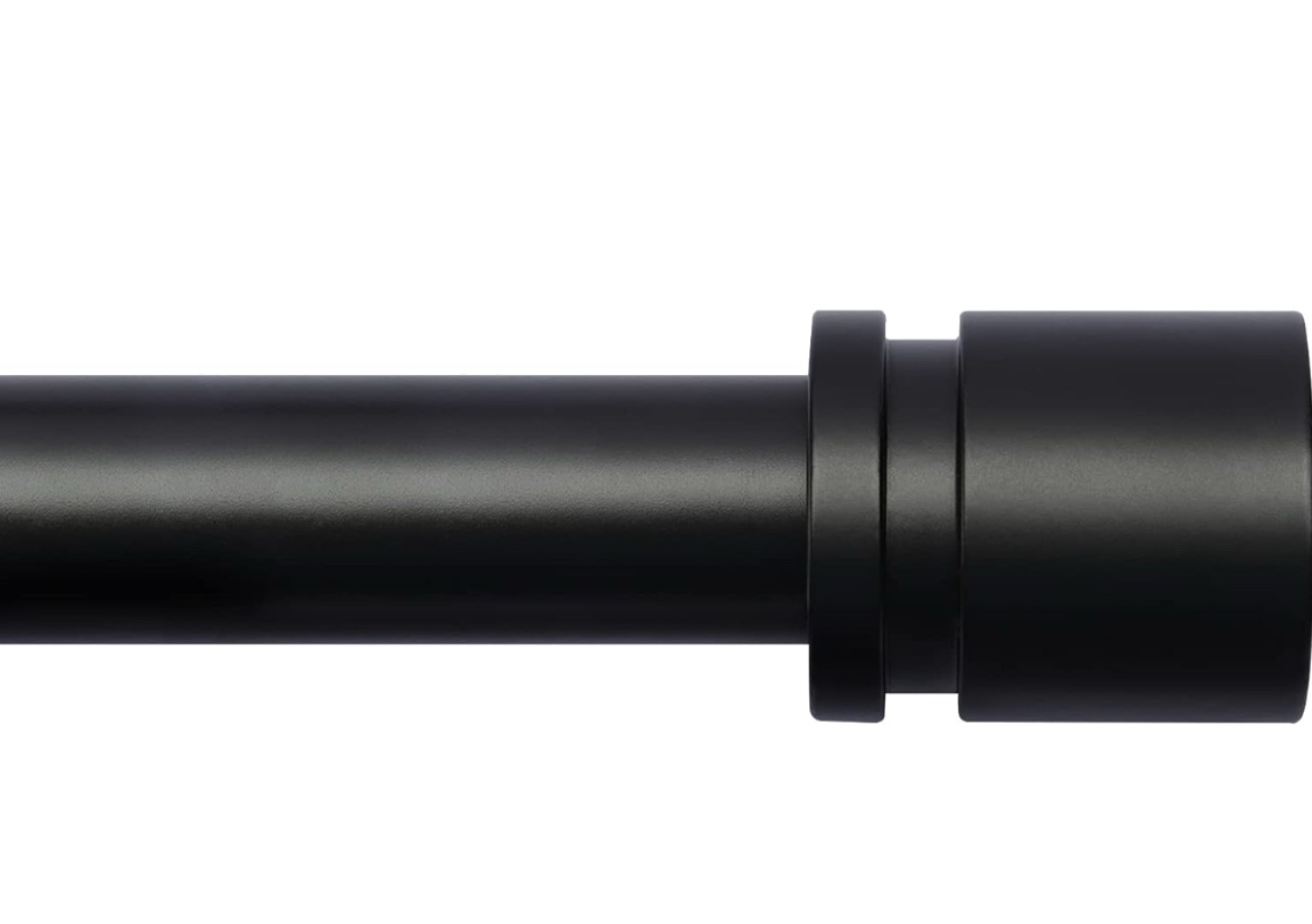 Curtain Rods for Windows 16 to 144 Inches Adjustable Length 1 Inch Diameter Window Curtain Rod with Aluminium Finials, Black