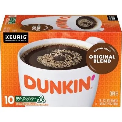 Dunkin  Original Blend Coffee  Medium Roast  Keurig K-Cup Pods  10 Count Box