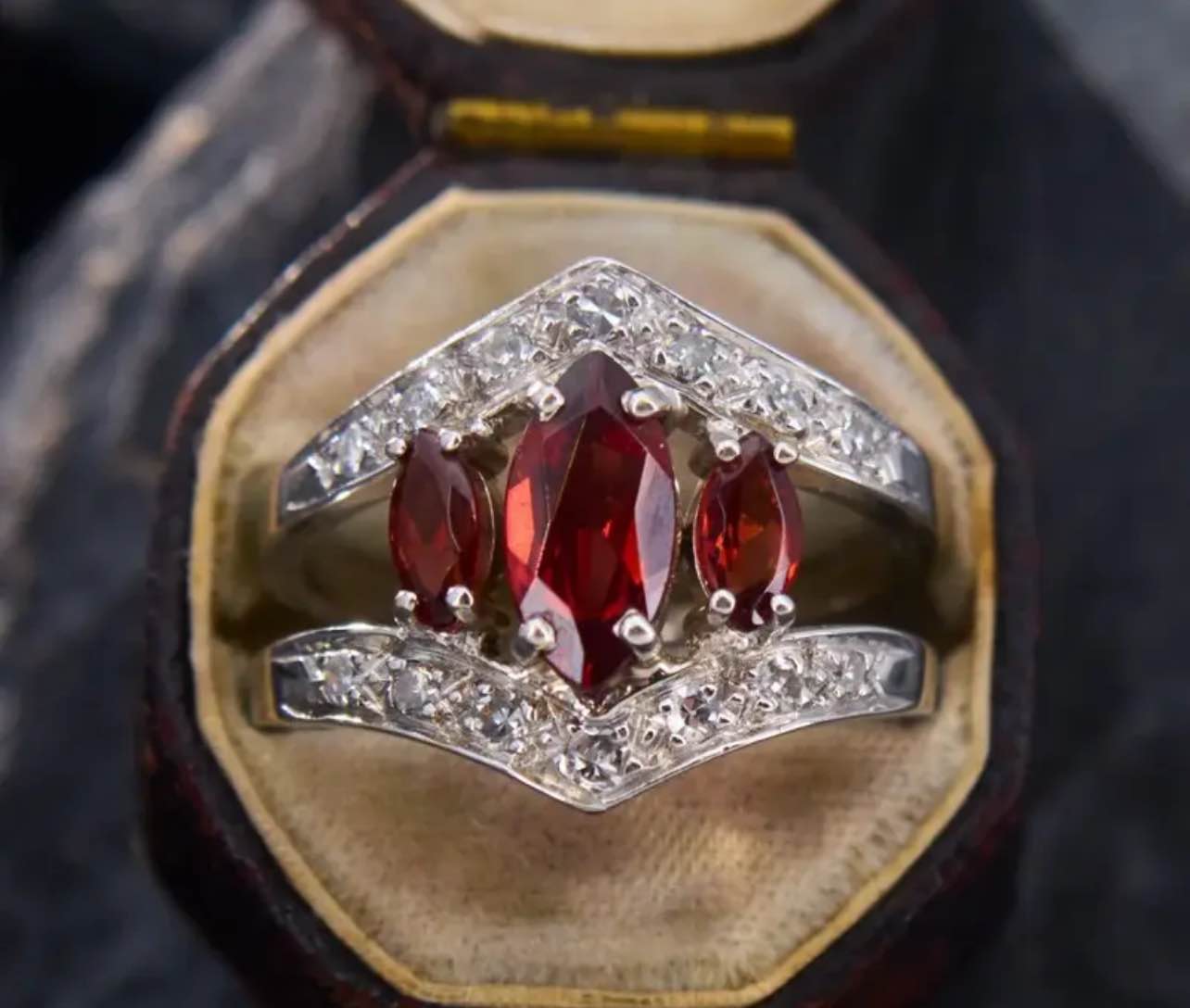 Beautiful 925 Silver Plated Red Sapphire Ring Sz 8