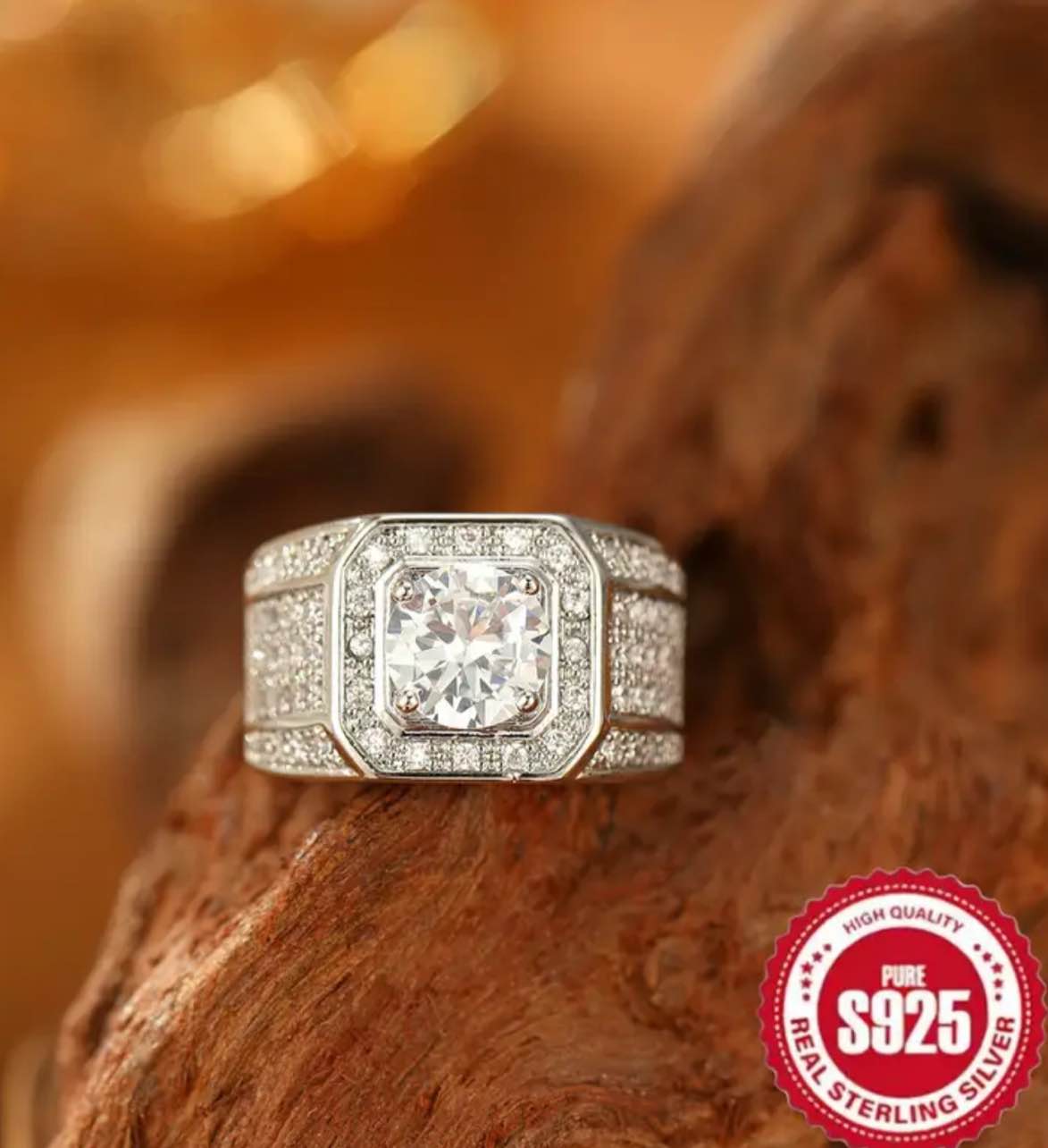 Beautiful 925 Silver Plated Sapphire Ring Sz 12