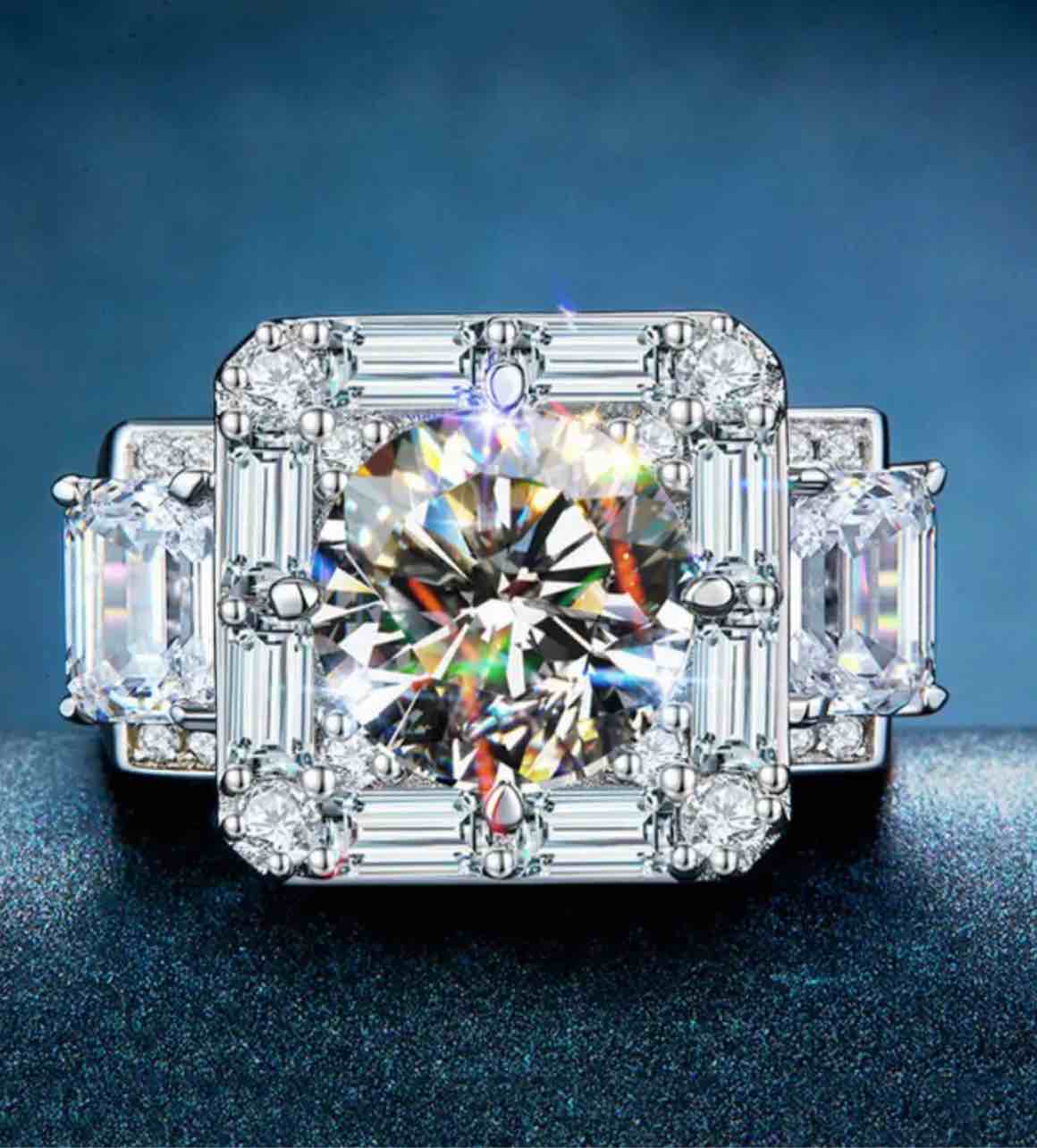 Men’s 925 Silver Plated Sapphire Ring Sz 7