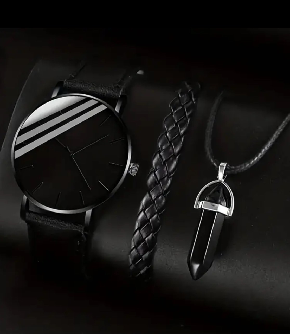 Men’s Elegant 3 pc Watch, Necklace and Bracelet Set 