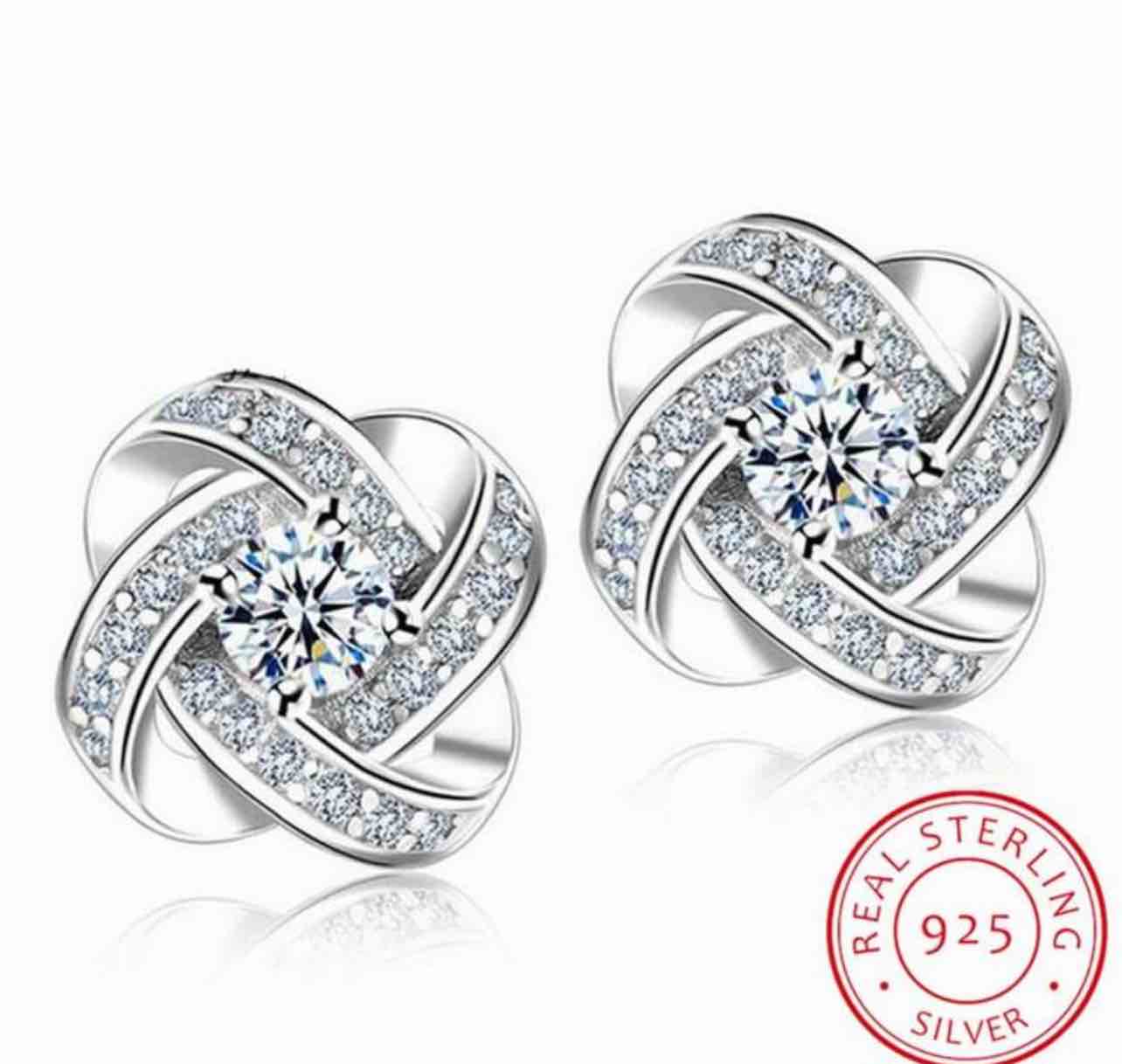 Beautiful 925 Silver Plated Sapphire Earrings