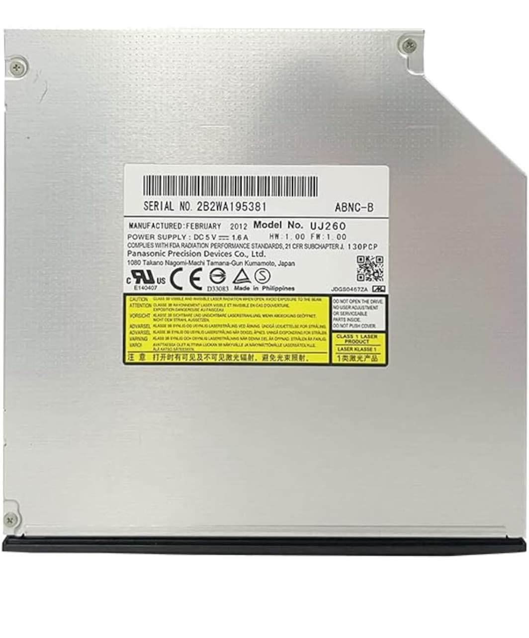 UJ-260 UJ260 6X Blu-RAY BD-RE DVD Rewriter Internal 12.7mm Sata Laptop Drive with Bezel for Dell Optiplex 7020 3060 3050 and for HP Pavilion dv4 dv5 dv6 dv7 dv8