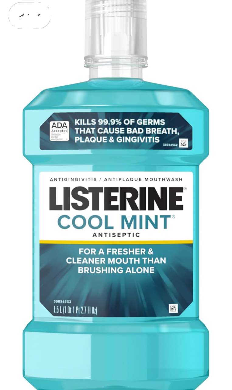 Listerine Cool Mint Antiseptic Mouthwash, Daily Oral Rinse Kills 99% of Germs that Cause Bad Breath, Plaque and Gingivitis for a Fresher, Cleaner Mouth, Cool Mint Flavor, 1.5 L