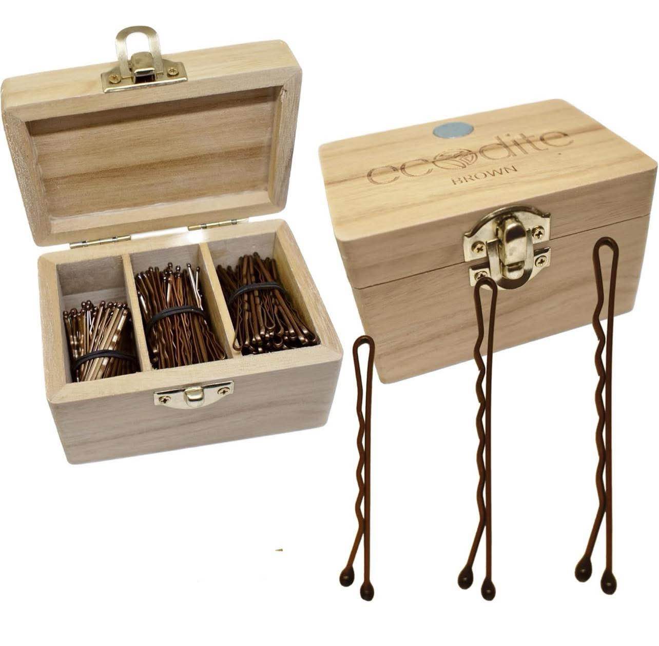 $6  Bobby Pins Black 300 counts; Three sizes: Mini, Medium, Large with Magnetic Holder for all hairstyles The color is black