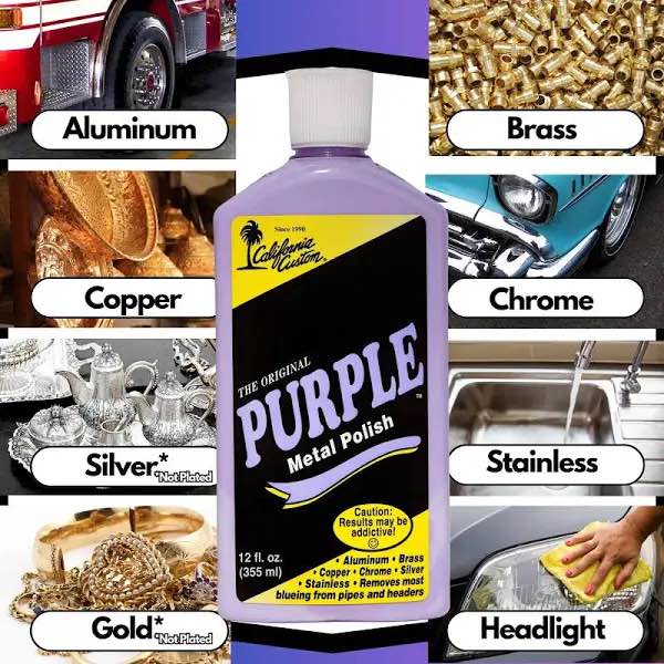 California Custom Original Purple Metal Polish Aluminum Chrome Brass Plastic