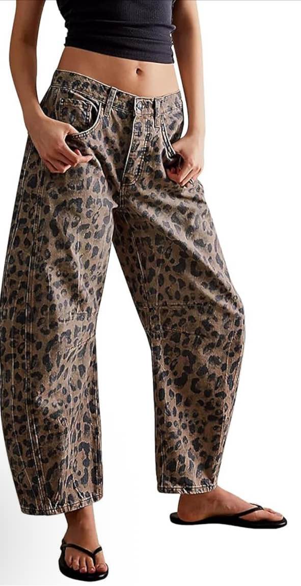 Barrel Jeans Women,Women's Baggy Jeans Wide Leg Mid Waist Denim Pants Boyfriend Cropped Barrel Jeans with Pockets
