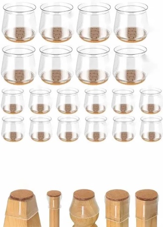 BUMACO 20pc  Chair Leg Floor Protectors Chair Leg Protectors for Hardwood Floors Silicone Pads Covers to Protect Floors (Universal L Clear Fit 1.3"-2")