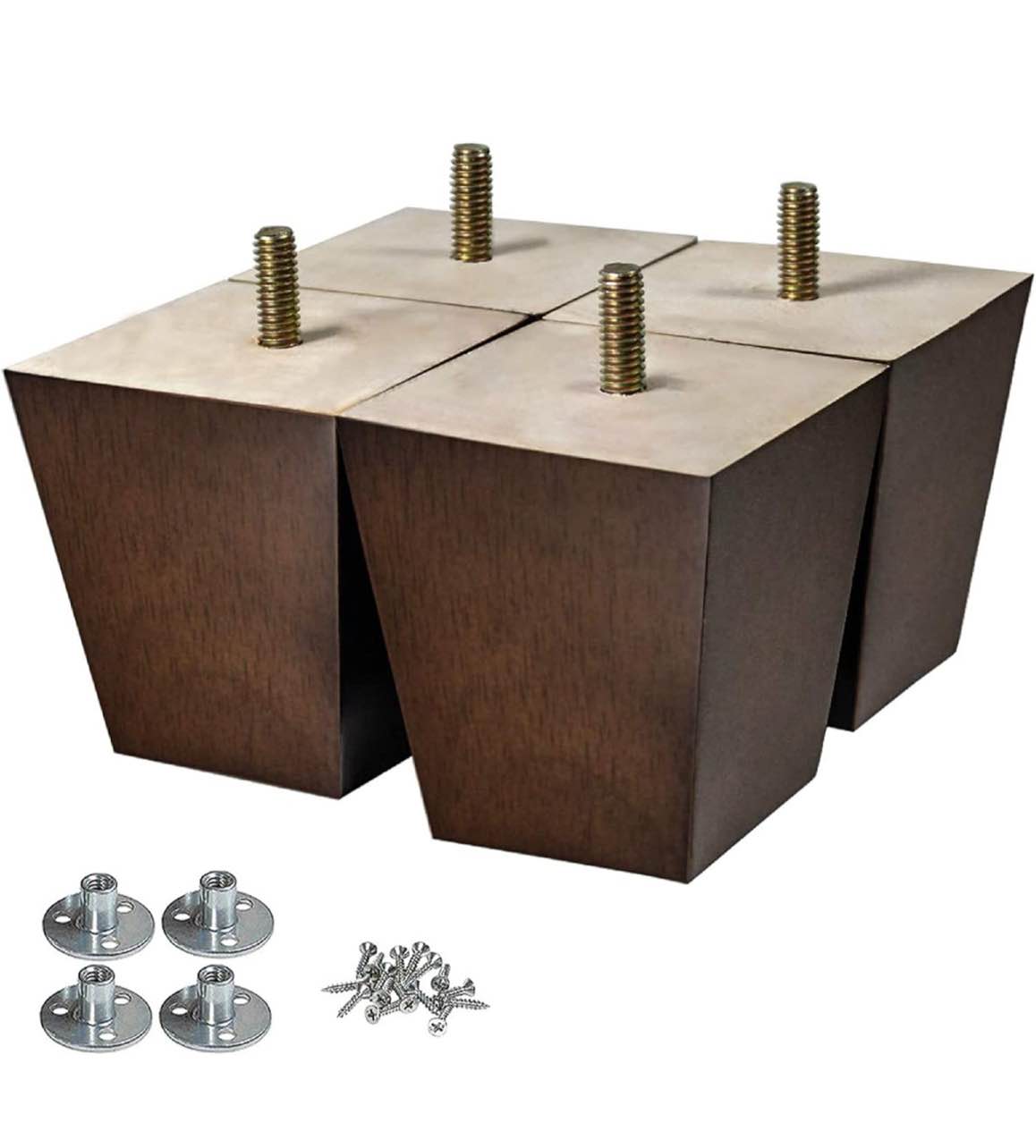 AORYVIC Wood Furniture Legs 3 inch Sofa Legs Pack of 4 Square Couch Legs Brown Mid-Century Modern Replacement Legs for Armchair Recliner Coffee Table Dresser