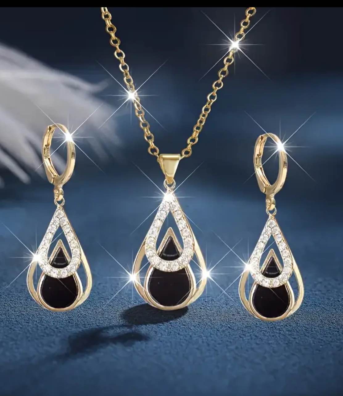 Gorgeous 925 Silver 18K Gold Plated Earrings And Necklace 
