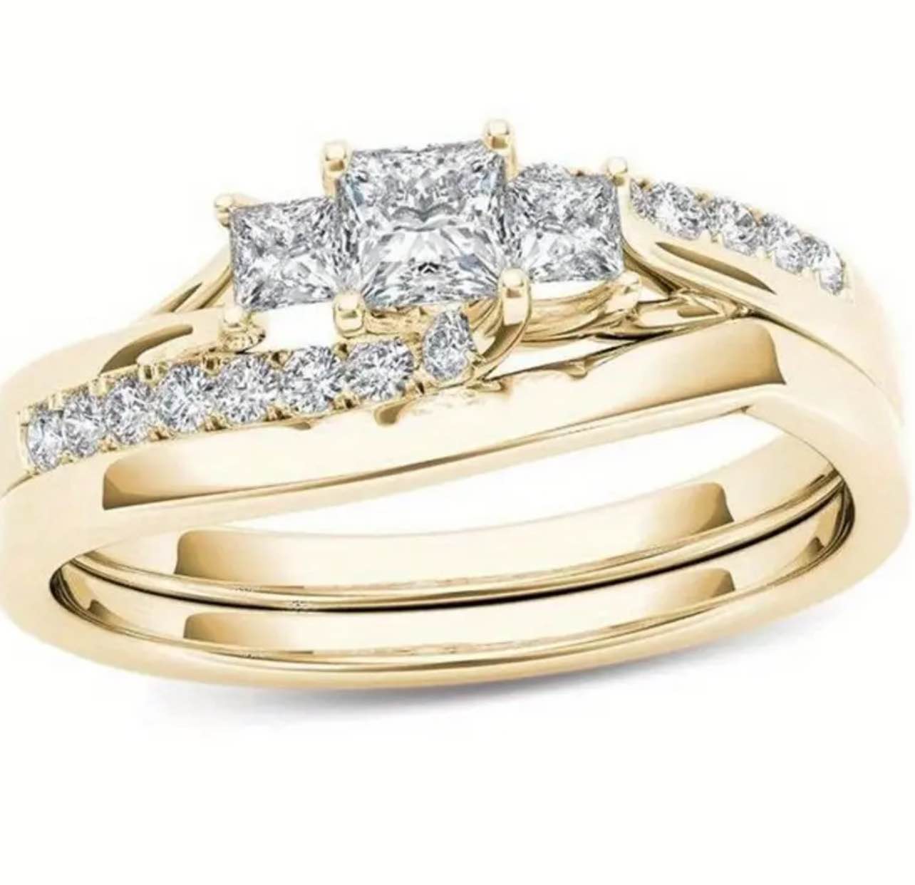 Gorgeous 925 Silver 18K Gold Plated Ring Sz 8