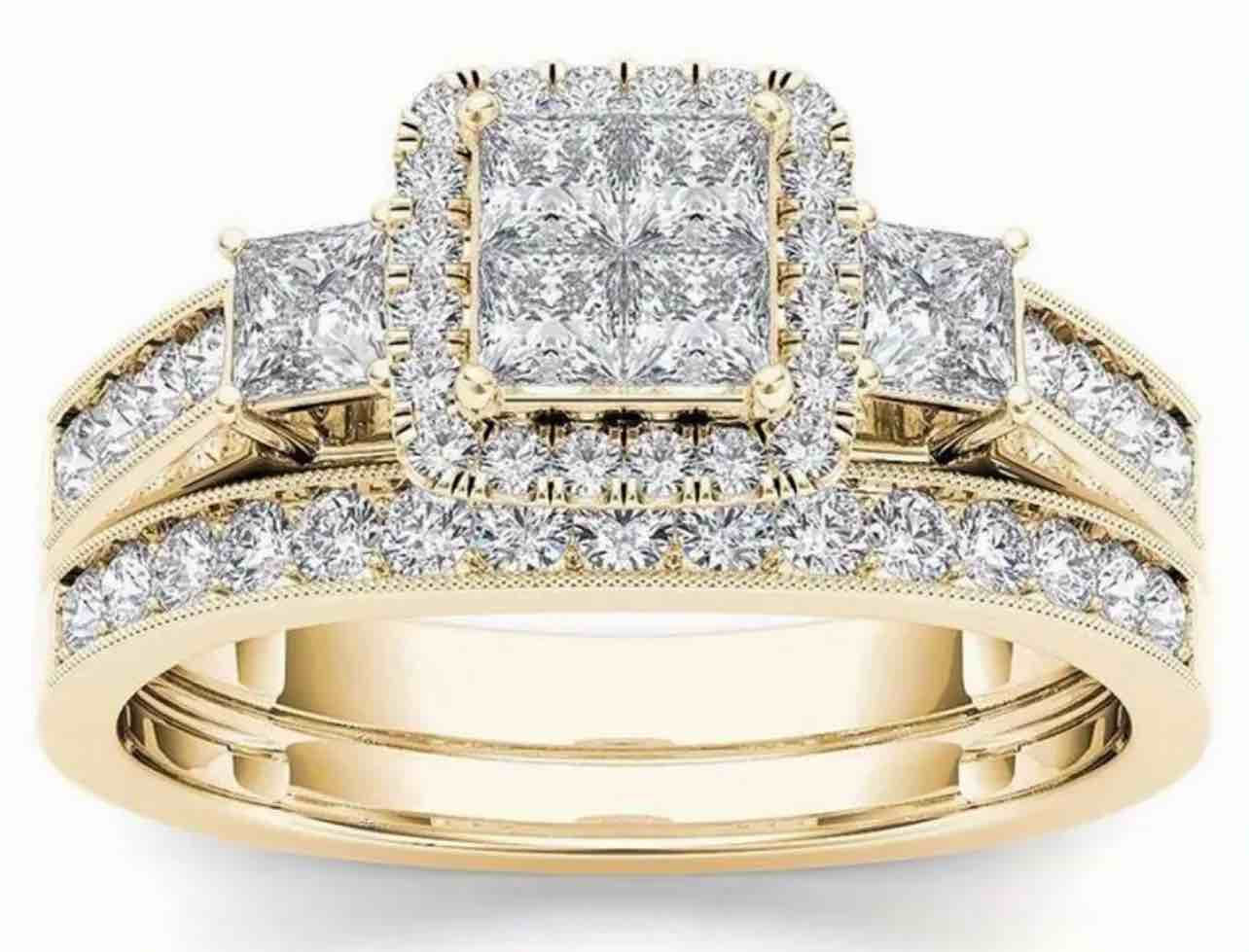 Gorgeous 925 SilverPlated 18K Gold Plated Ring Sz 8