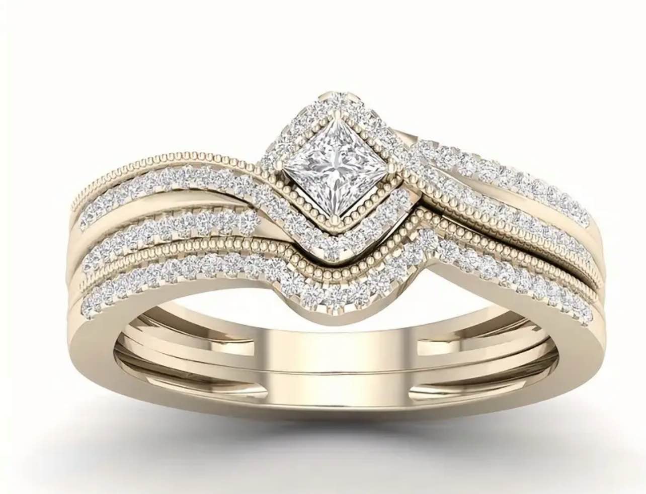 Gorgeous 925 SilverPlated 18K Gold Plated Ring Sz 7